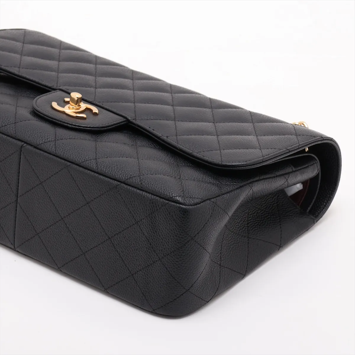 [Individually packaged] Chanel Large Matelassé 30 Caviar Skin Double Flap Double Chain Bag, Black with Gold Hardware, 17662915, Serial Number 17, A58600 — view 3