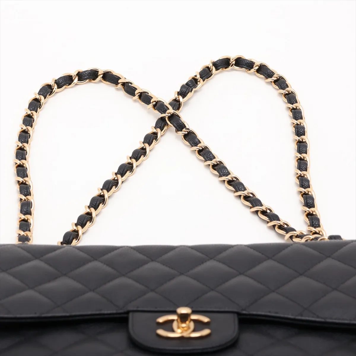 [Individually packaged] Chanel Large Matelassé 30 Caviar Skin Double Flap Double Chain Bag, Black with Gold Hardware, 17662915, Serial Number 17, A58600 — view 6