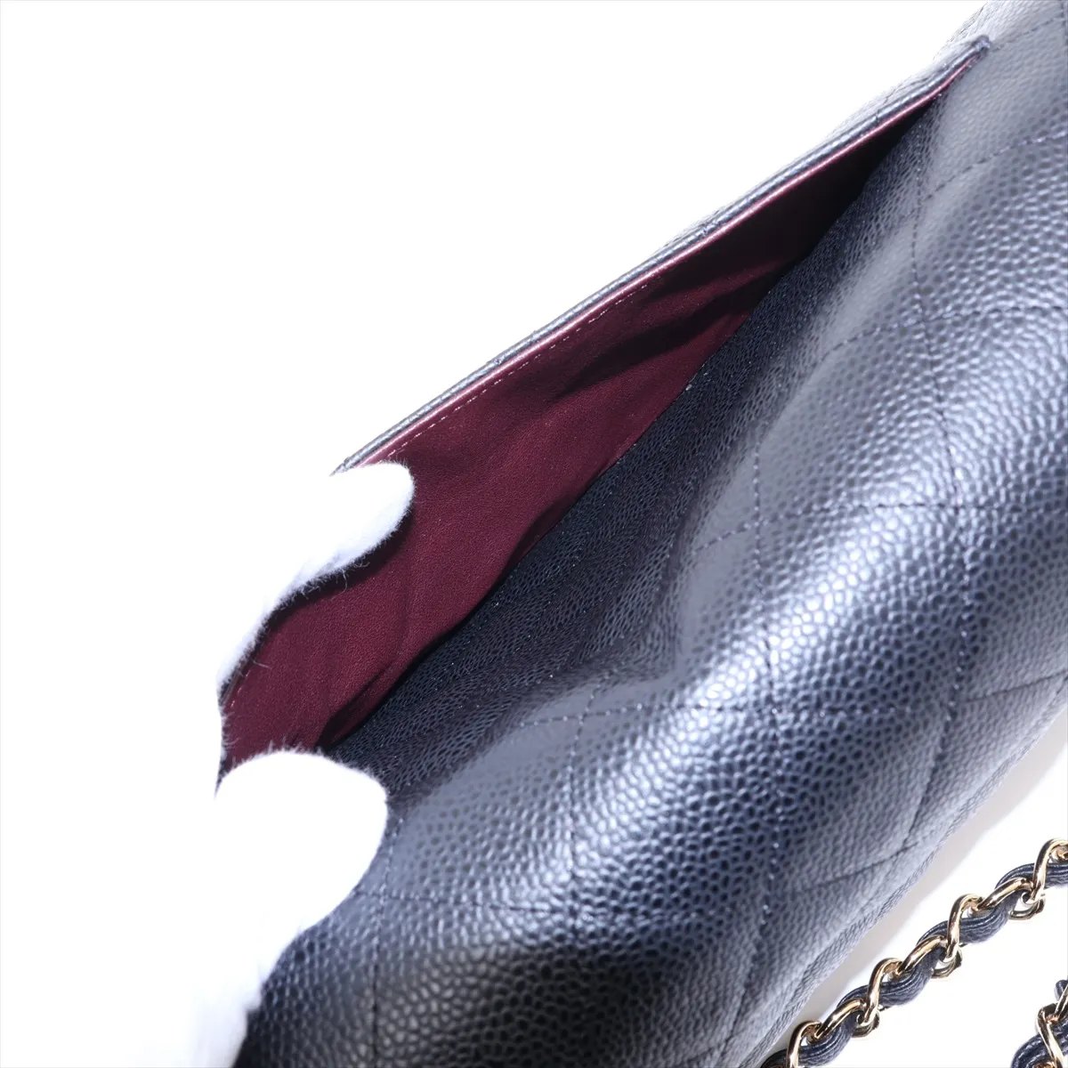 [Individually packaged] Chanel Large Matelassé 30 Caviar Skin Double Flap Double Chain Bag, Black with Gold Hardware, 17662915, Serial Number 17, A58600 — view 9