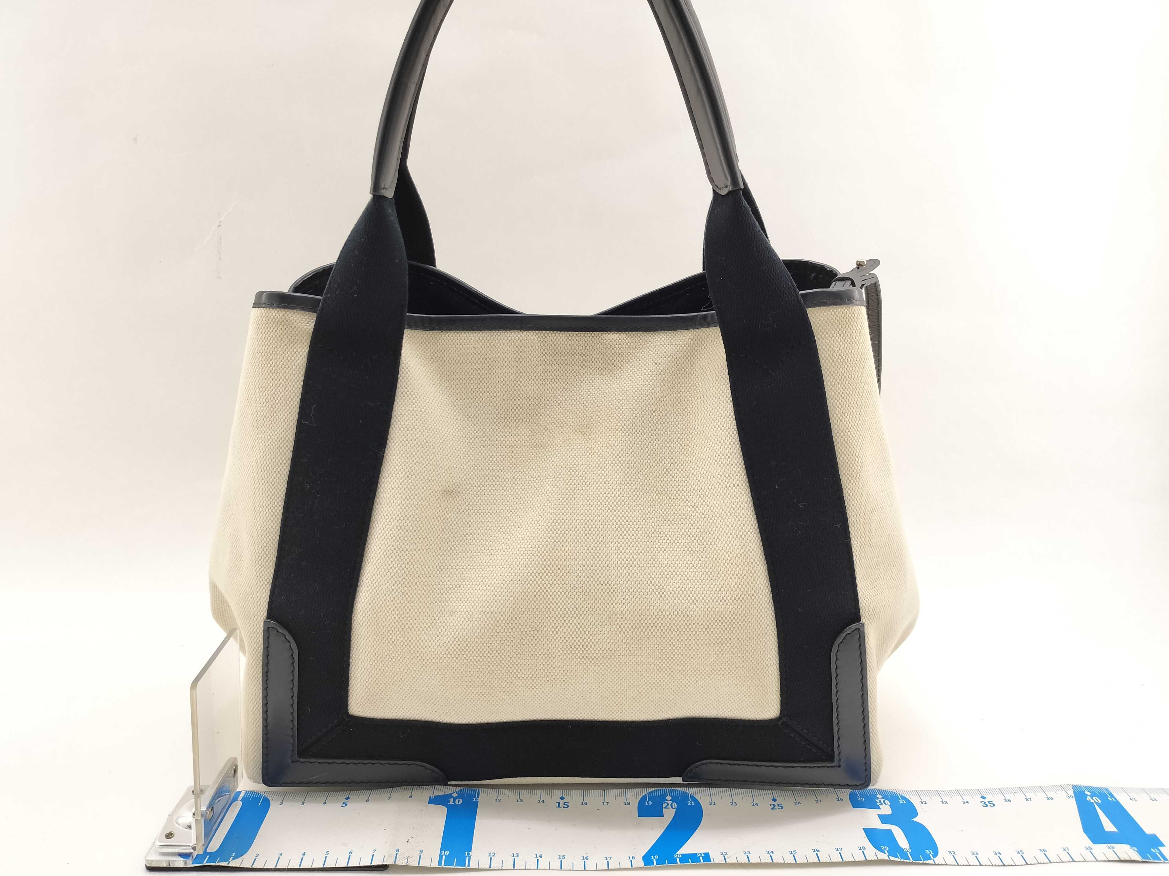 Navy Cabas Canvas x Leather Handbag Beige x Black 339933 Handbag — view 2