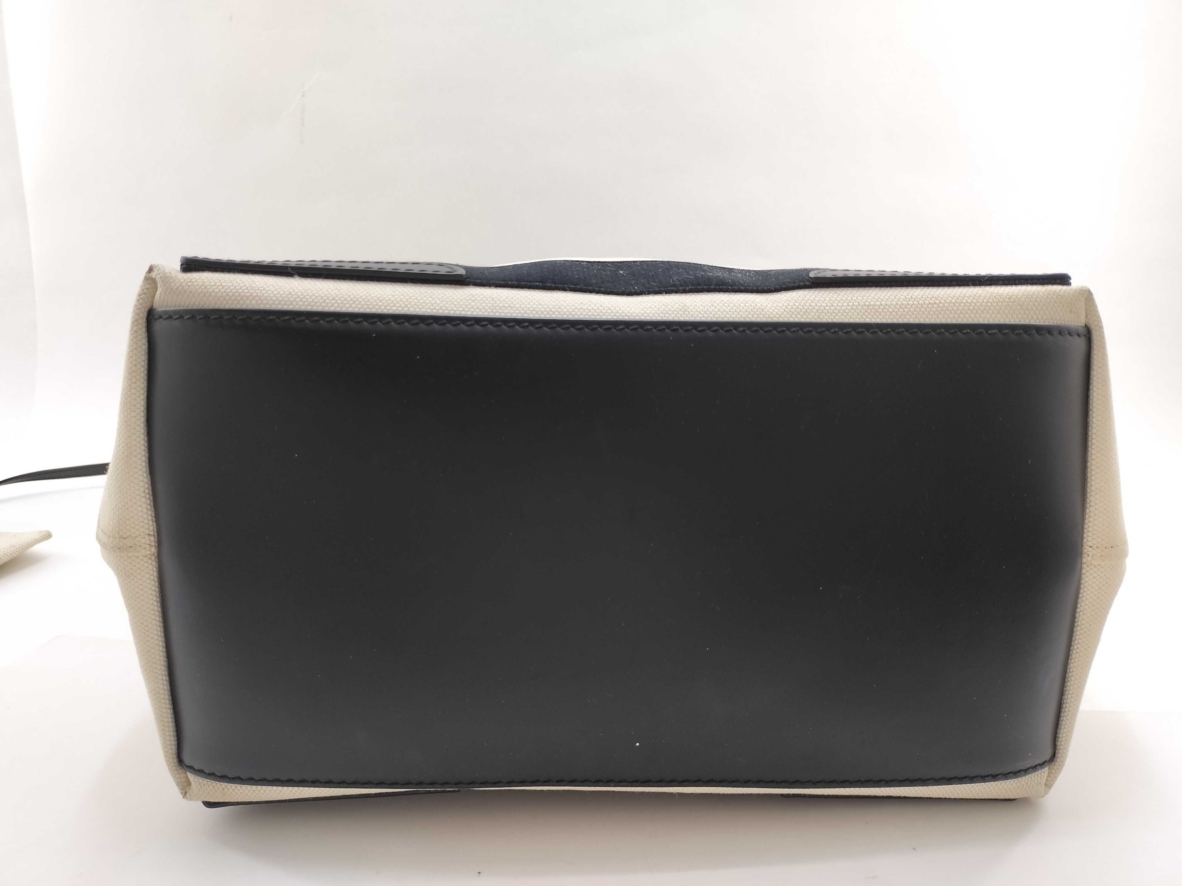 Navy Cabas Canvas x Leather Handbag Beige x Black 339933 Handbag — view 3