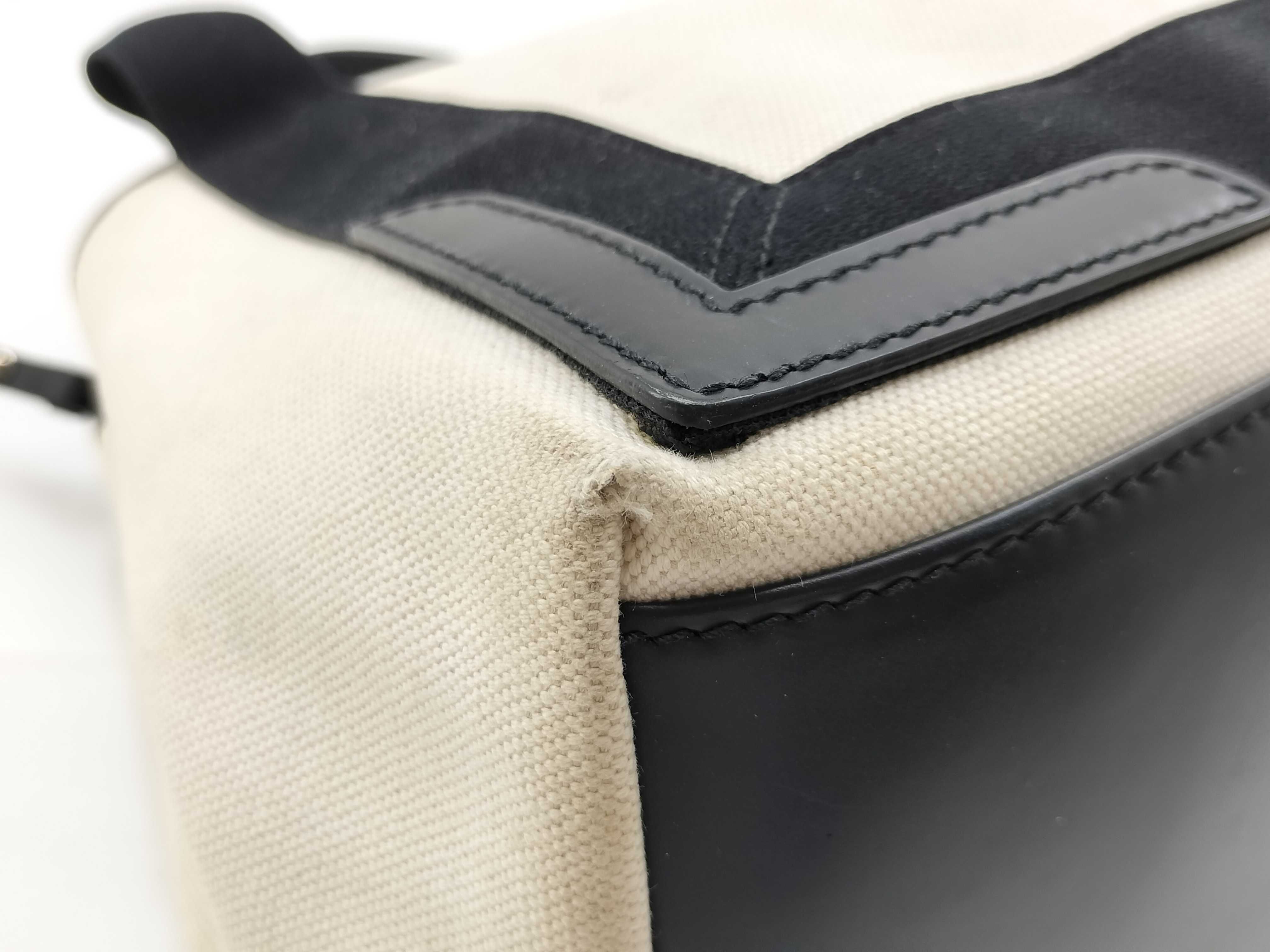 Navy Cabas Canvas x Leather Handbag Beige x Black 339933 Handbag — view 4