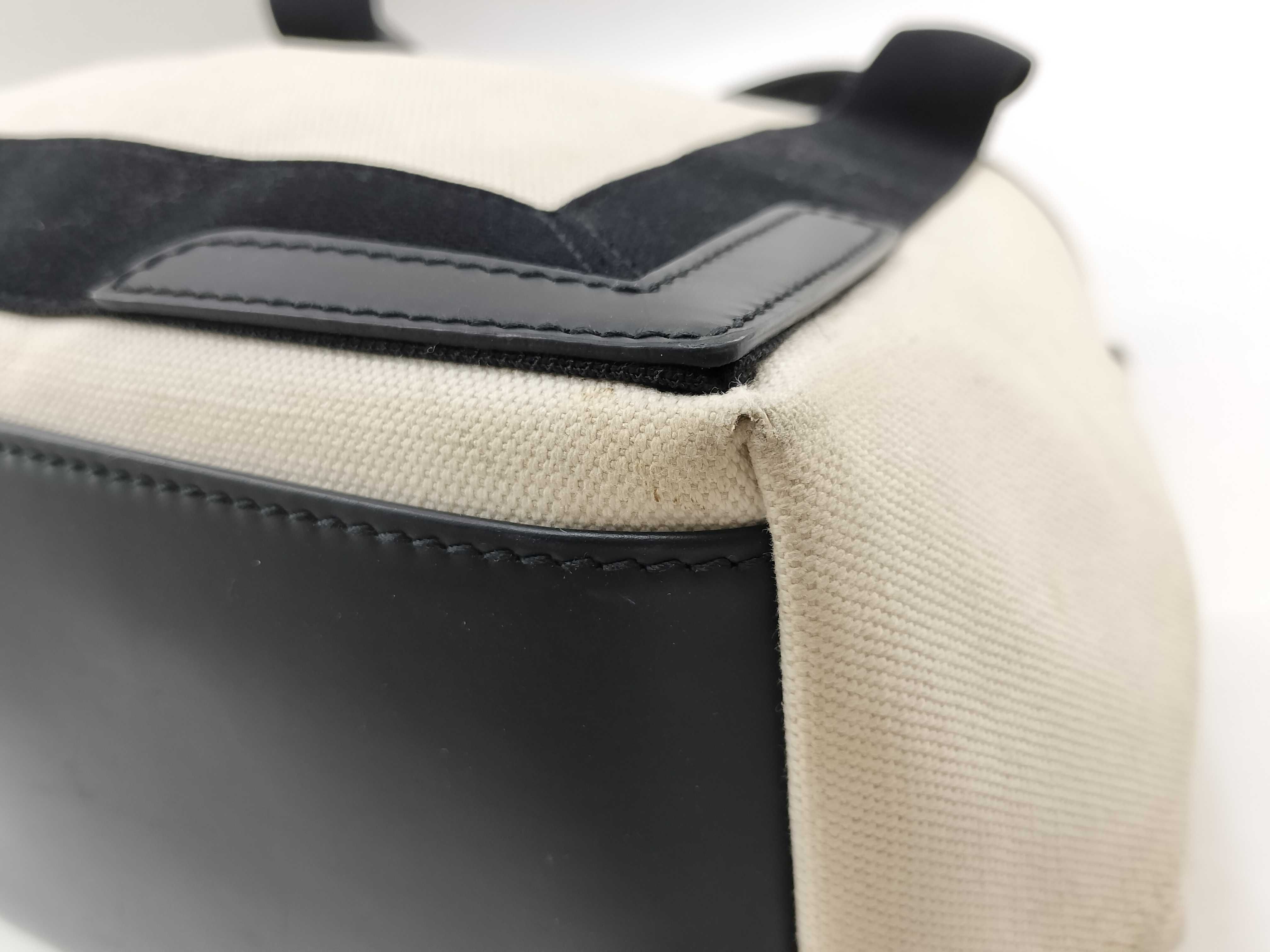 Navy Cabas Canvas x Leather Handbag Beige x Black 339933 Handbag — view 5