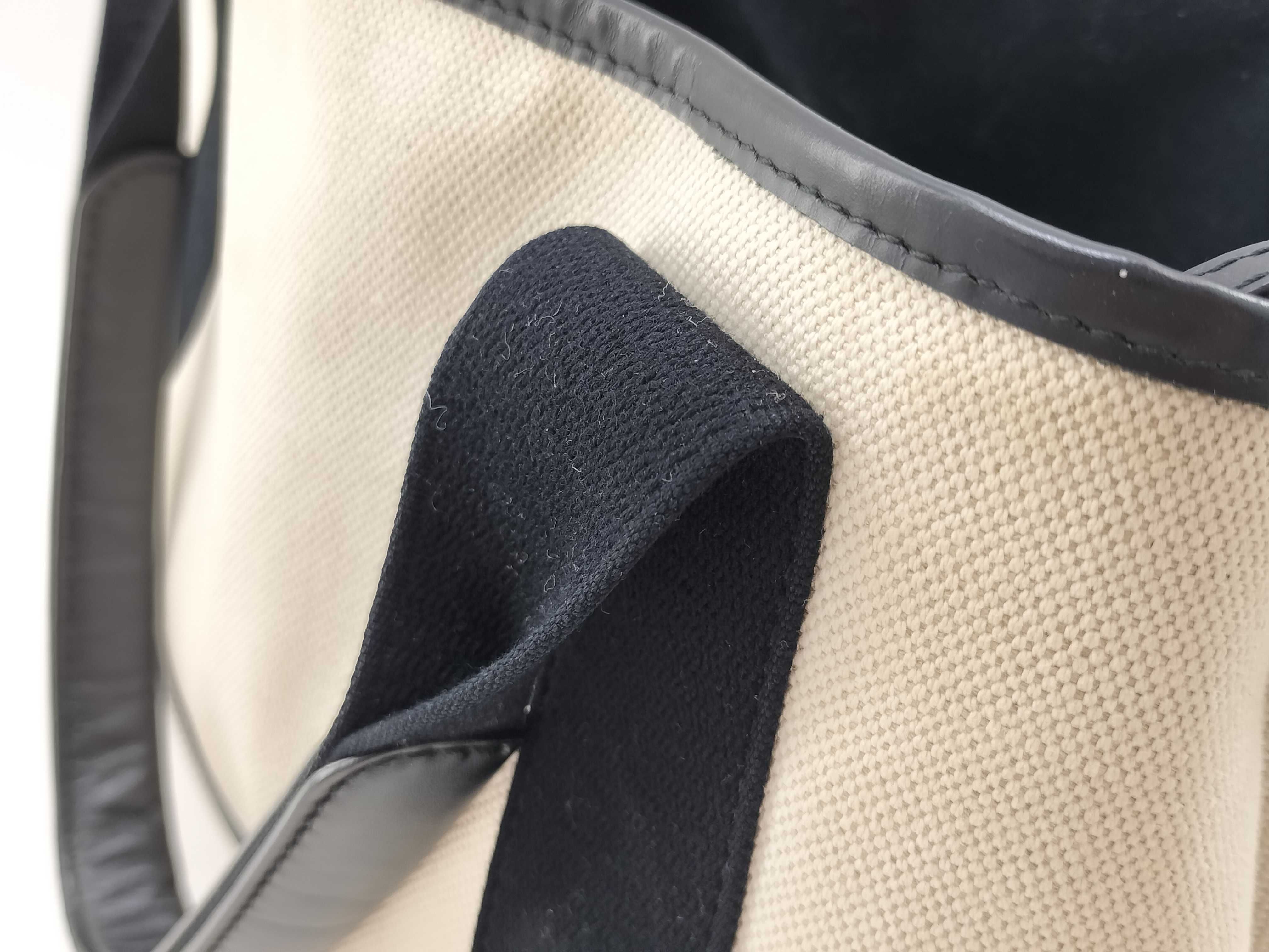 Navy Cabas Canvas x Leather Handbag Beige x Black 339933 Handbag — view 8