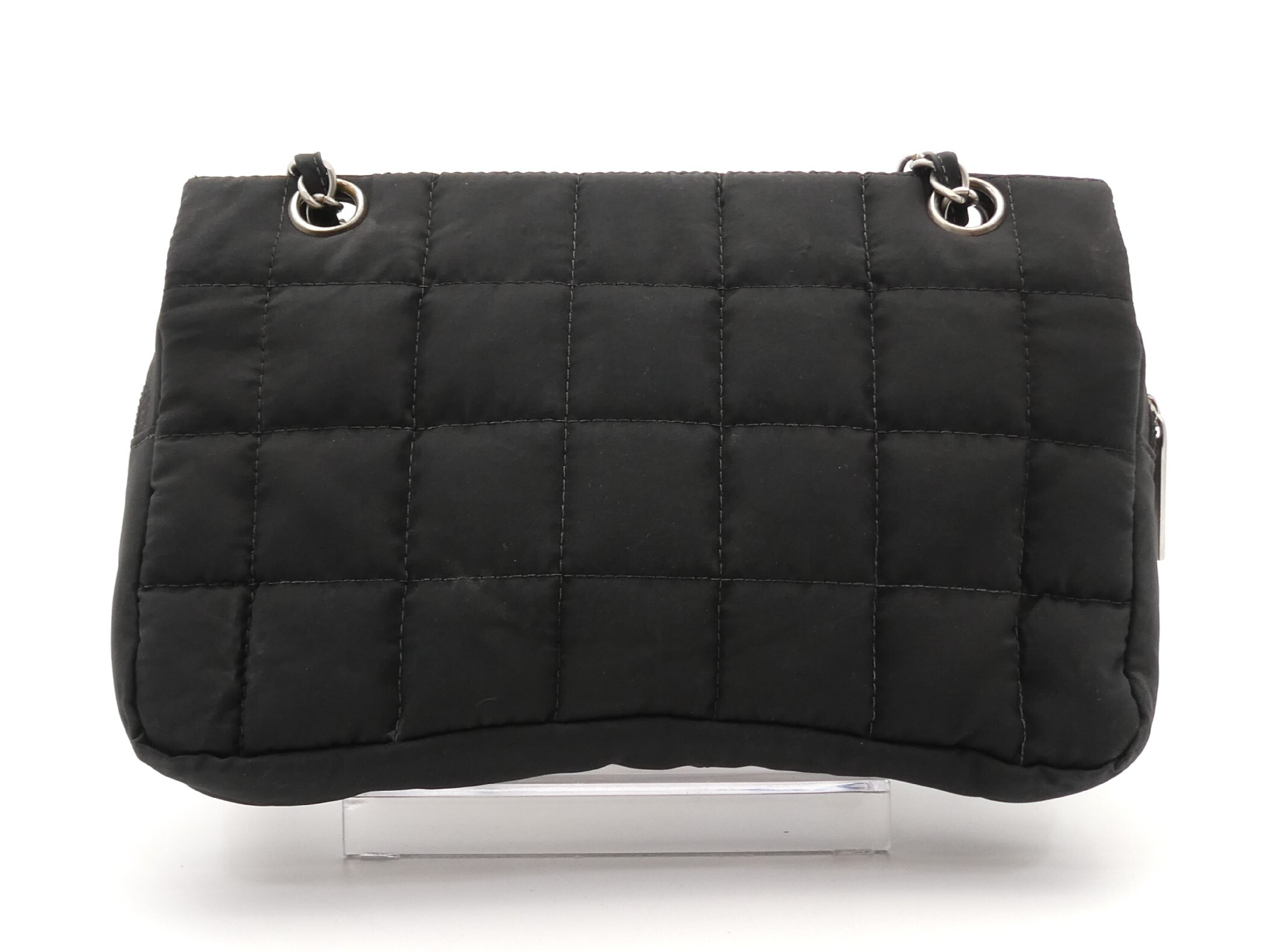 Chocolate Bar Nylon Coco Mark Turnlock Double Chain Shoulder Bag — view 2