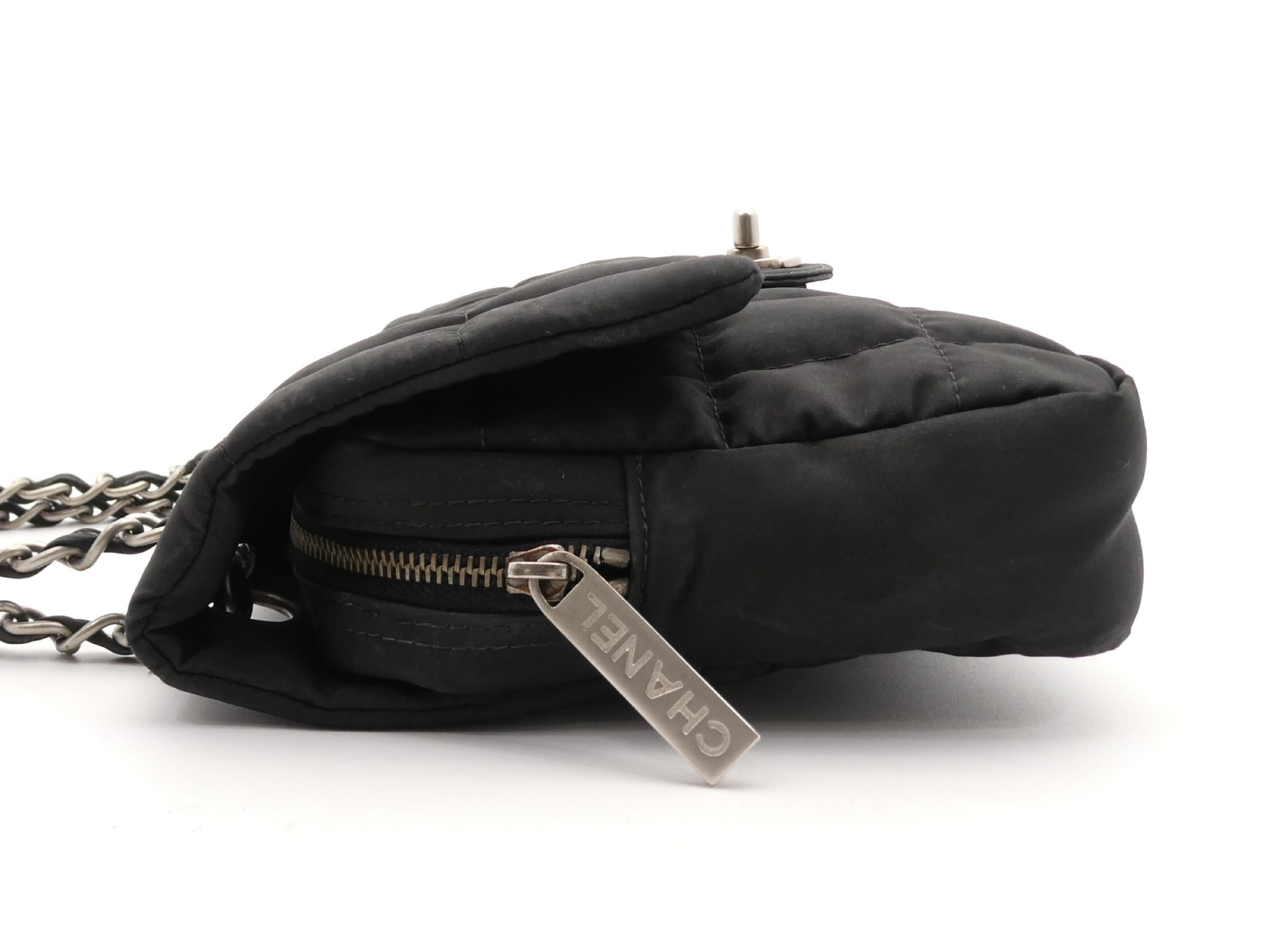 Chocolate Bar Nylon Coco Mark Turnlock Double Chain Shoulder Bag — view 3