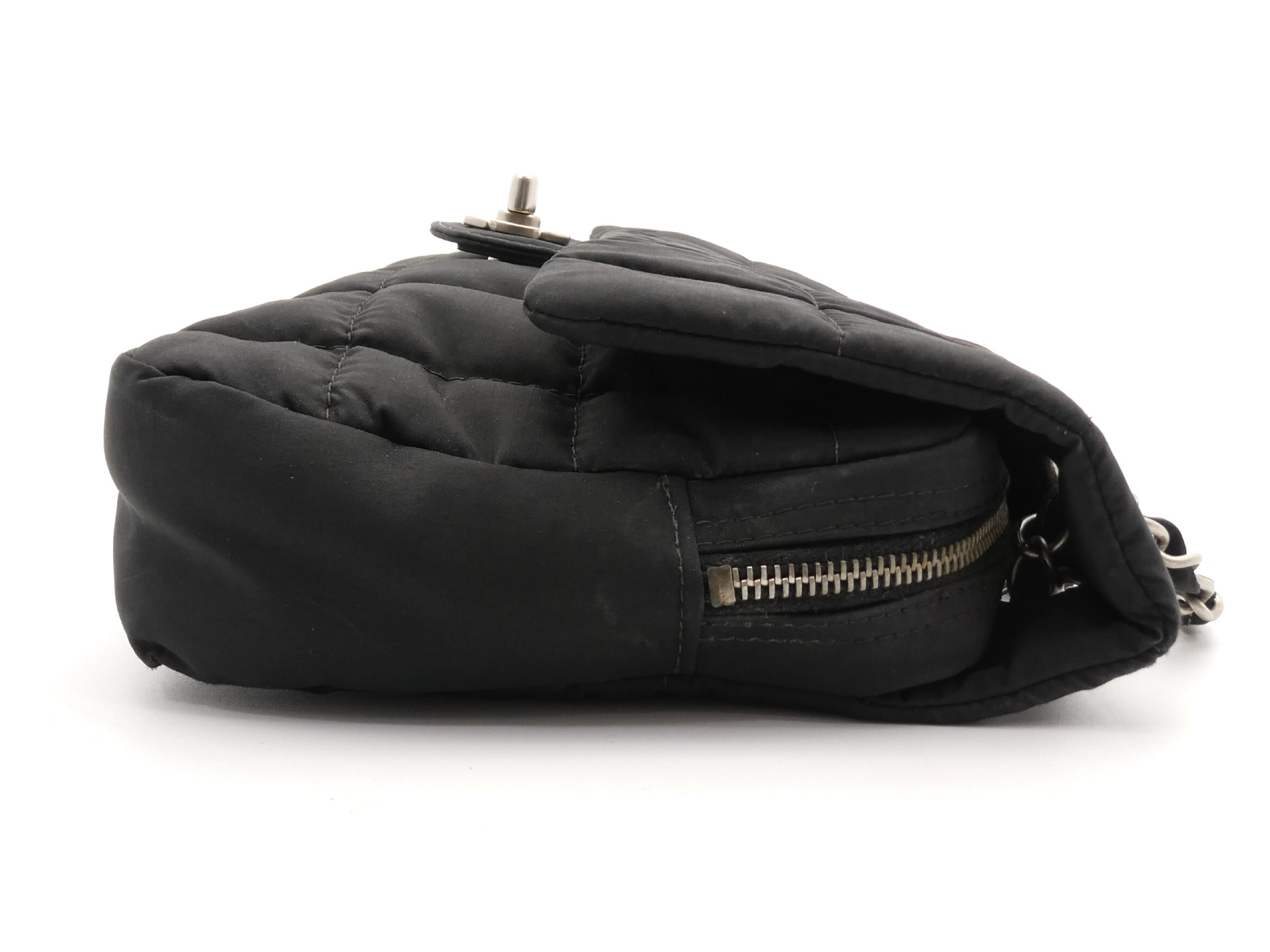 Chocolate Bar Nylon Coco Mark Turnlock Double Chain Shoulder Bag — view 4