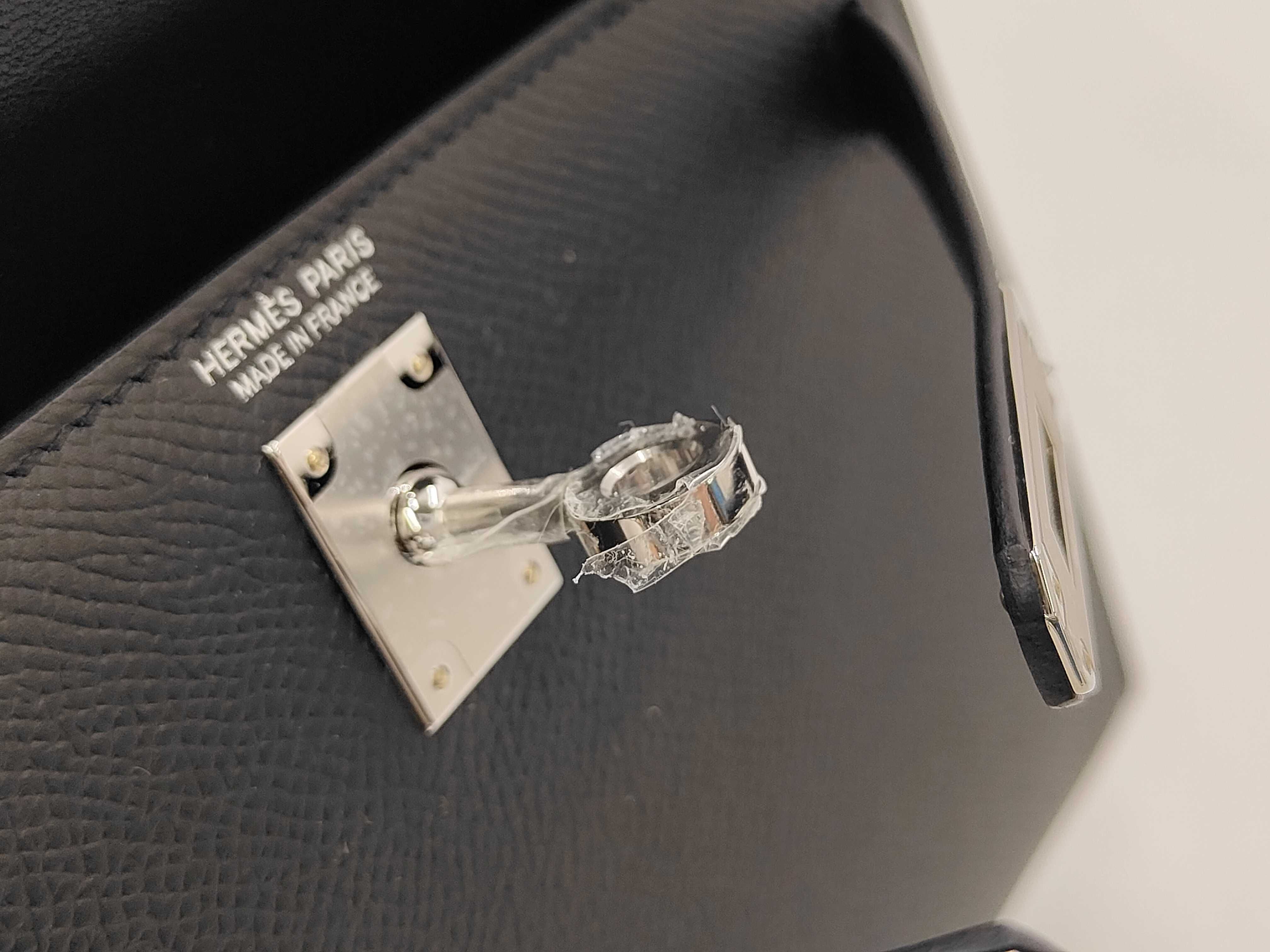 Mini Kelly de Black Epsom Leather Handbag with Silver Hardware (G Stamp) — view 12