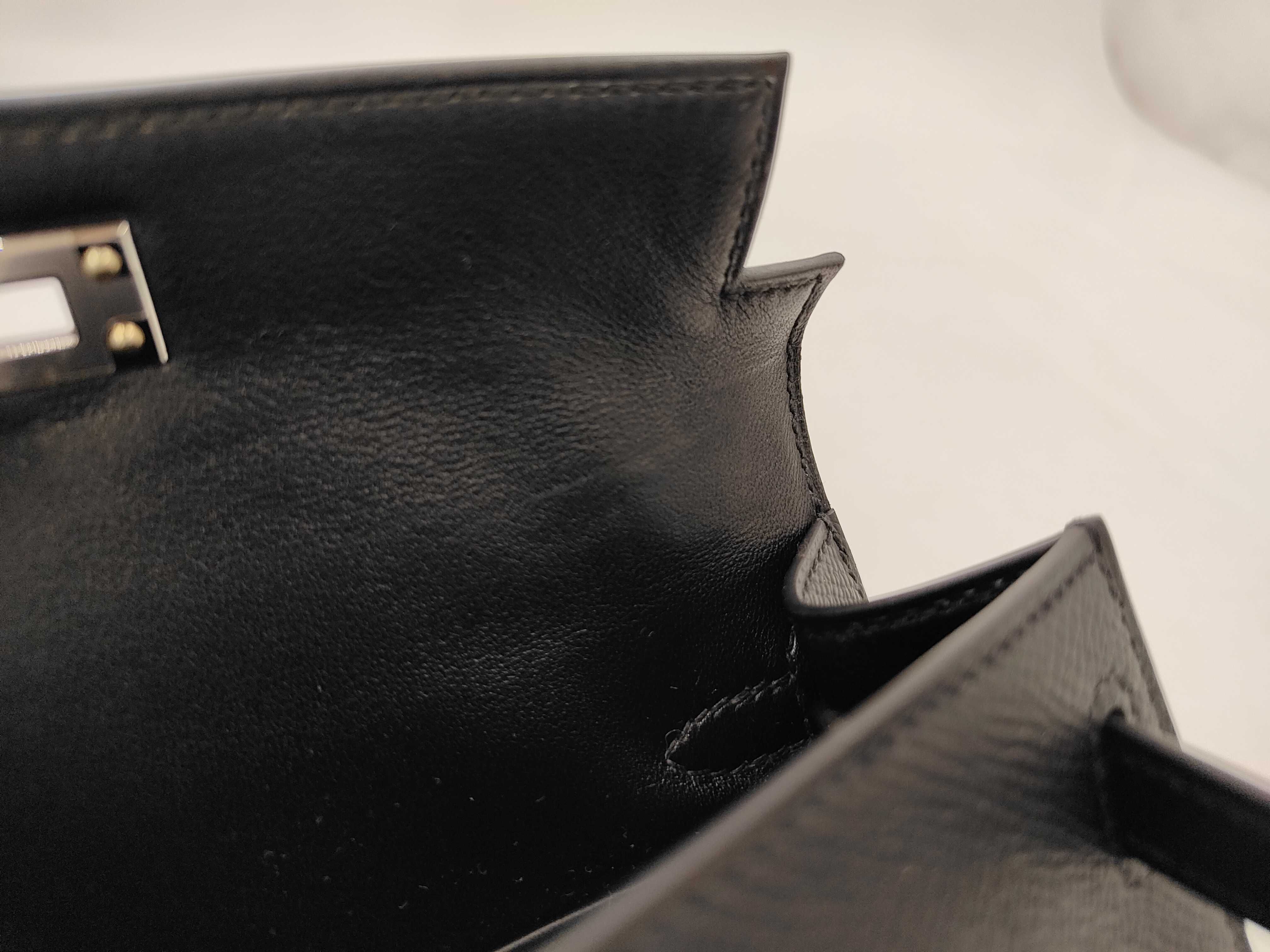 Mini Kelly de Black Epsom Leather Handbag with Silver Hardware (G Stamp) — view 8
