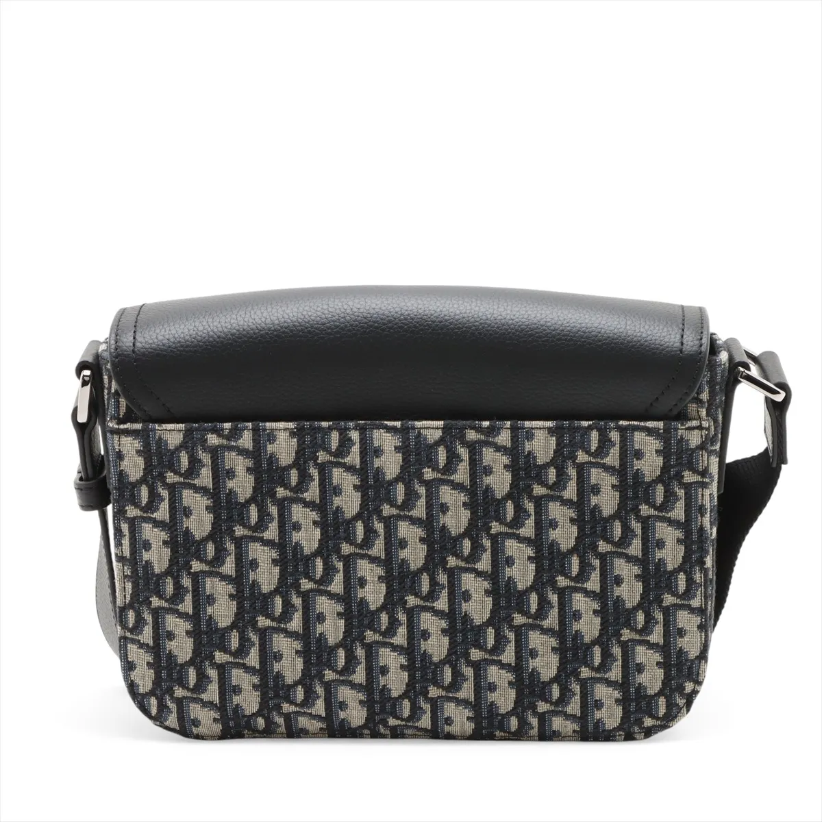 Oblique Saddle Canvas x Leather Shoulder Bag, Navy x Beige x Black, Star Mark — view 2