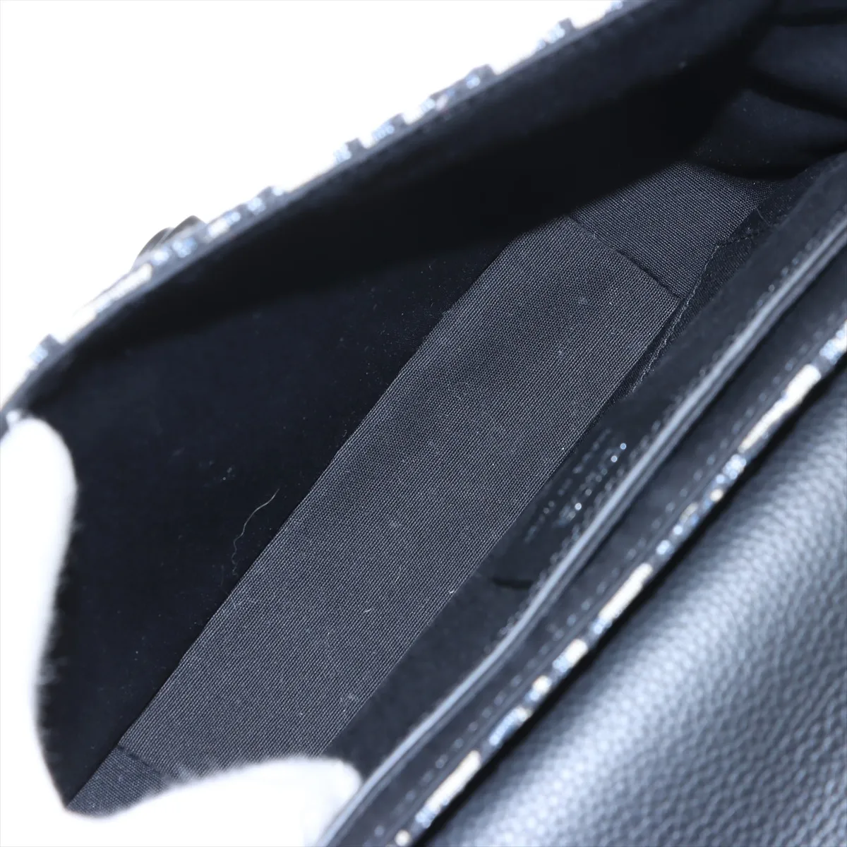 Oblique Saddle Canvas x Leather Shoulder Bag, Navy x Beige x Black, Star Mark — view 6