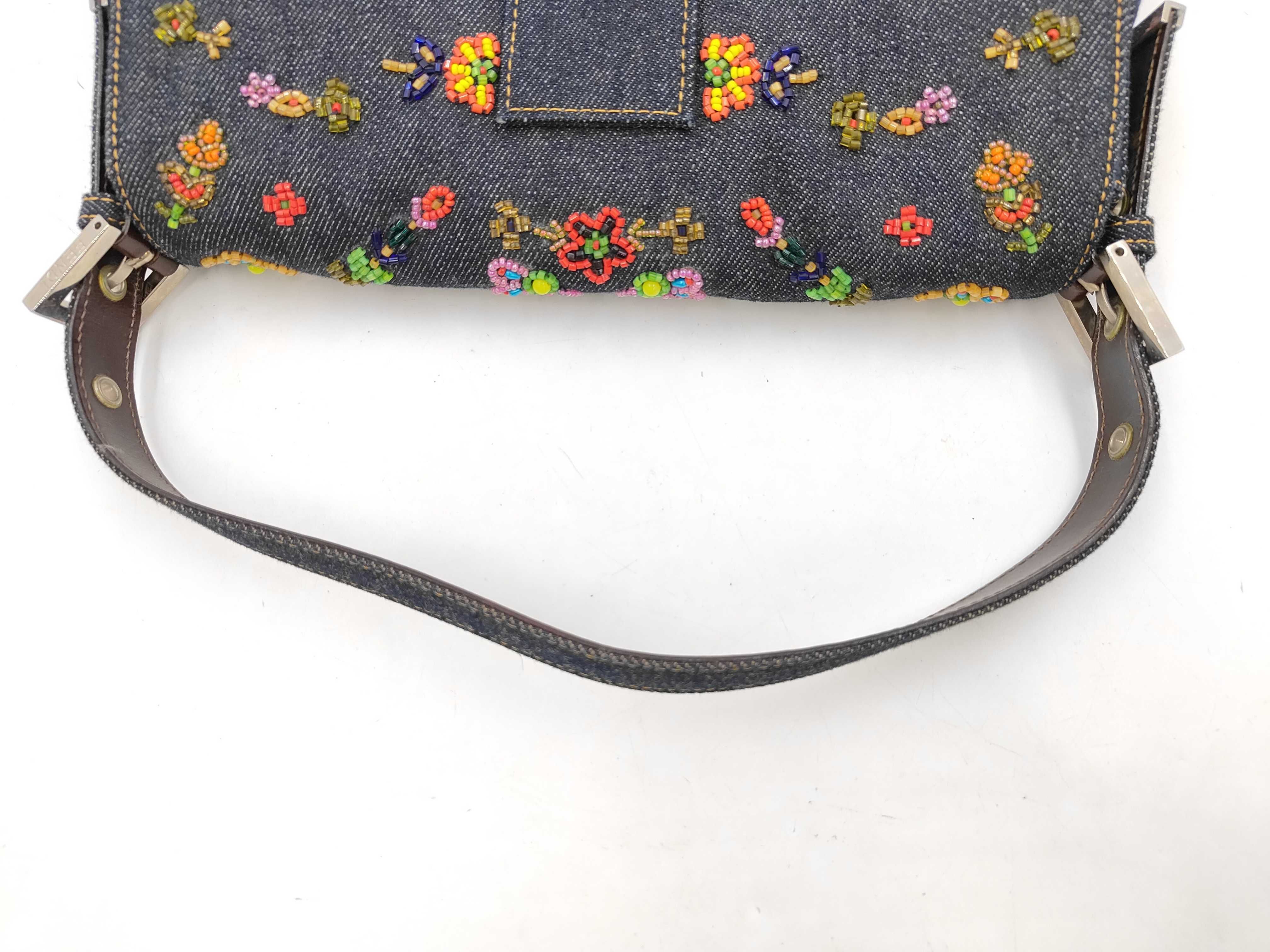 Mamma Bucket Flower Bijou Denim Shoulder Bag — view 4
