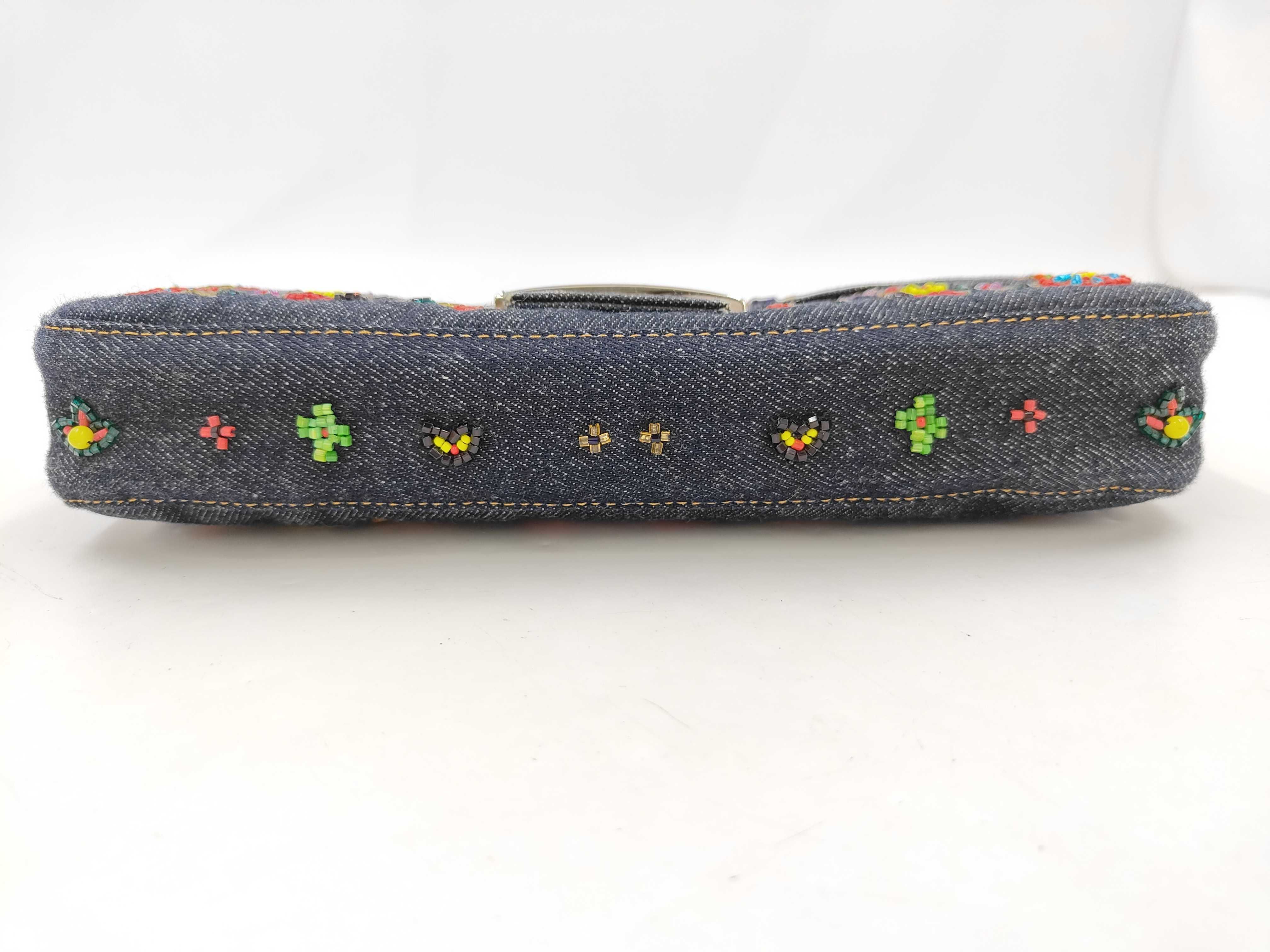 Mamma Bucket Flower Bijou Denim Shoulder Bag — view 7