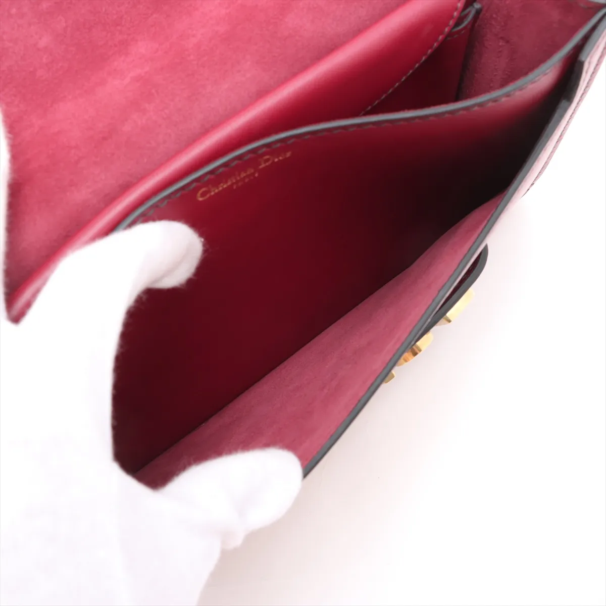 J'Adior Leather Chain Shoulder Bag, Bordeaux — view 12