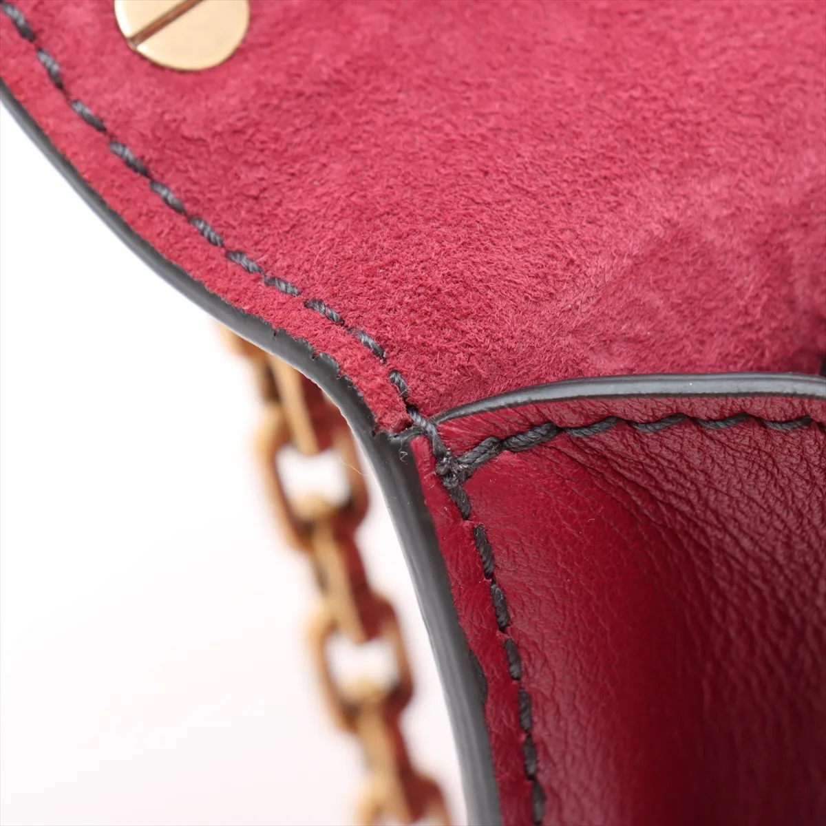 J'Adior Leather Chain Shoulder Bag, Bordeaux — view 14