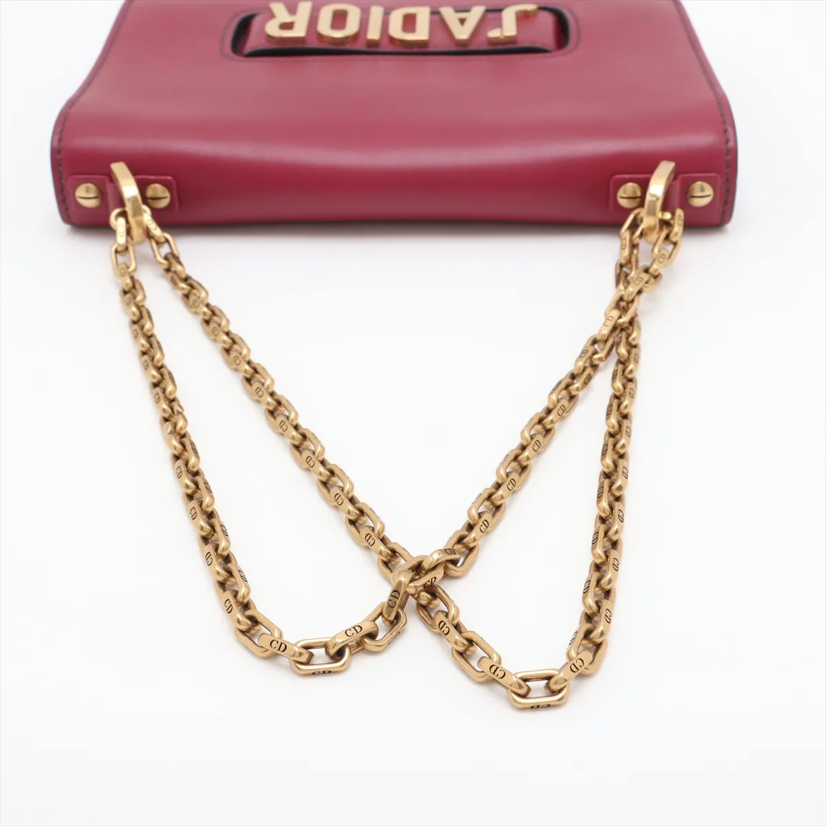 J'Adior Leather Chain Shoulder Bag, Bordeaux — view 5