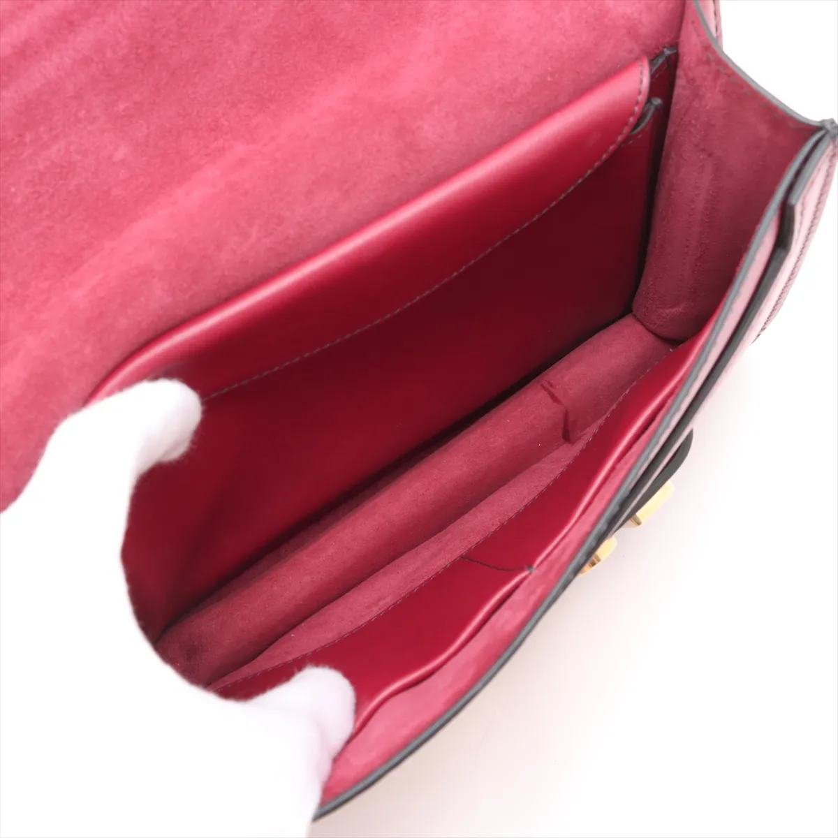 J'Adior Leather Chain Shoulder Bag, Bordeaux — view 7