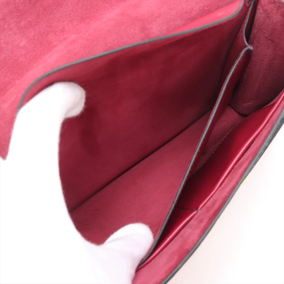 J'Adior Leather Chain Shoulder Bag, Bordeaux — view 8
