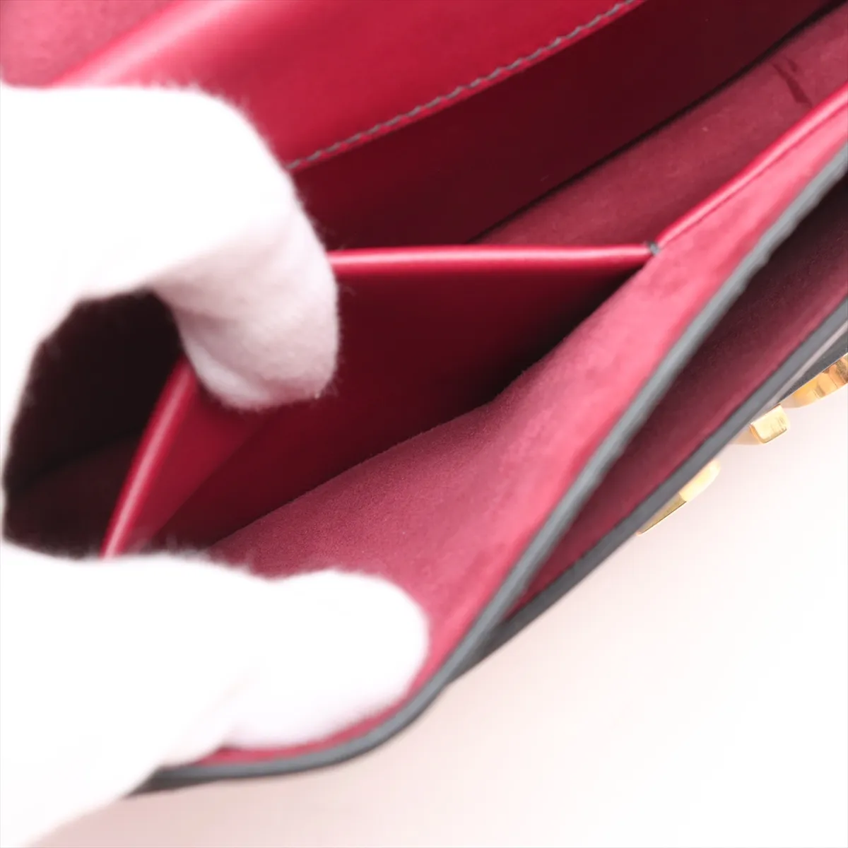 J'Adior Leather Chain Shoulder Bag, Bordeaux — view 10