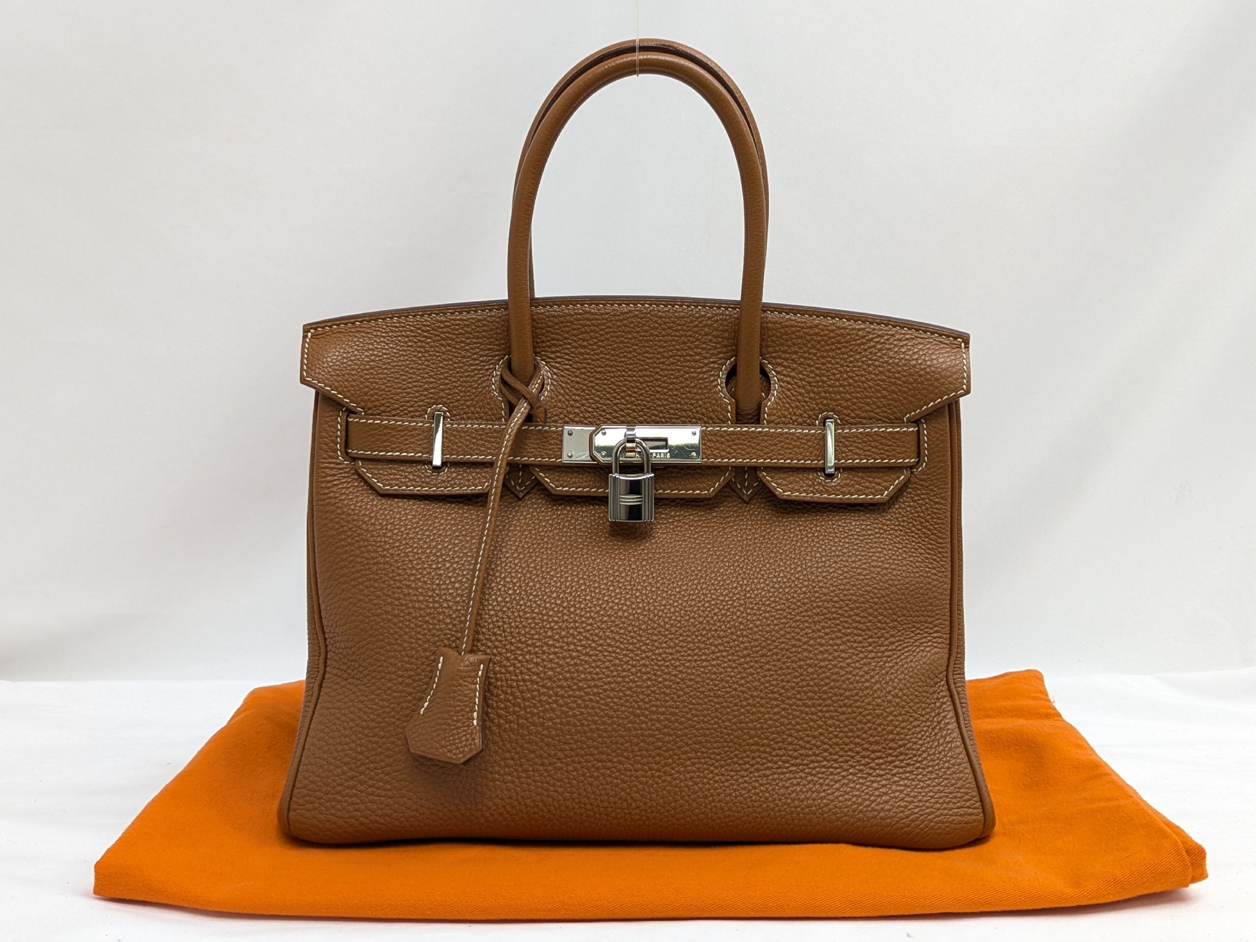 Birkin 30 Togo Gold Silver Hardware I Stamp Tote Bag
