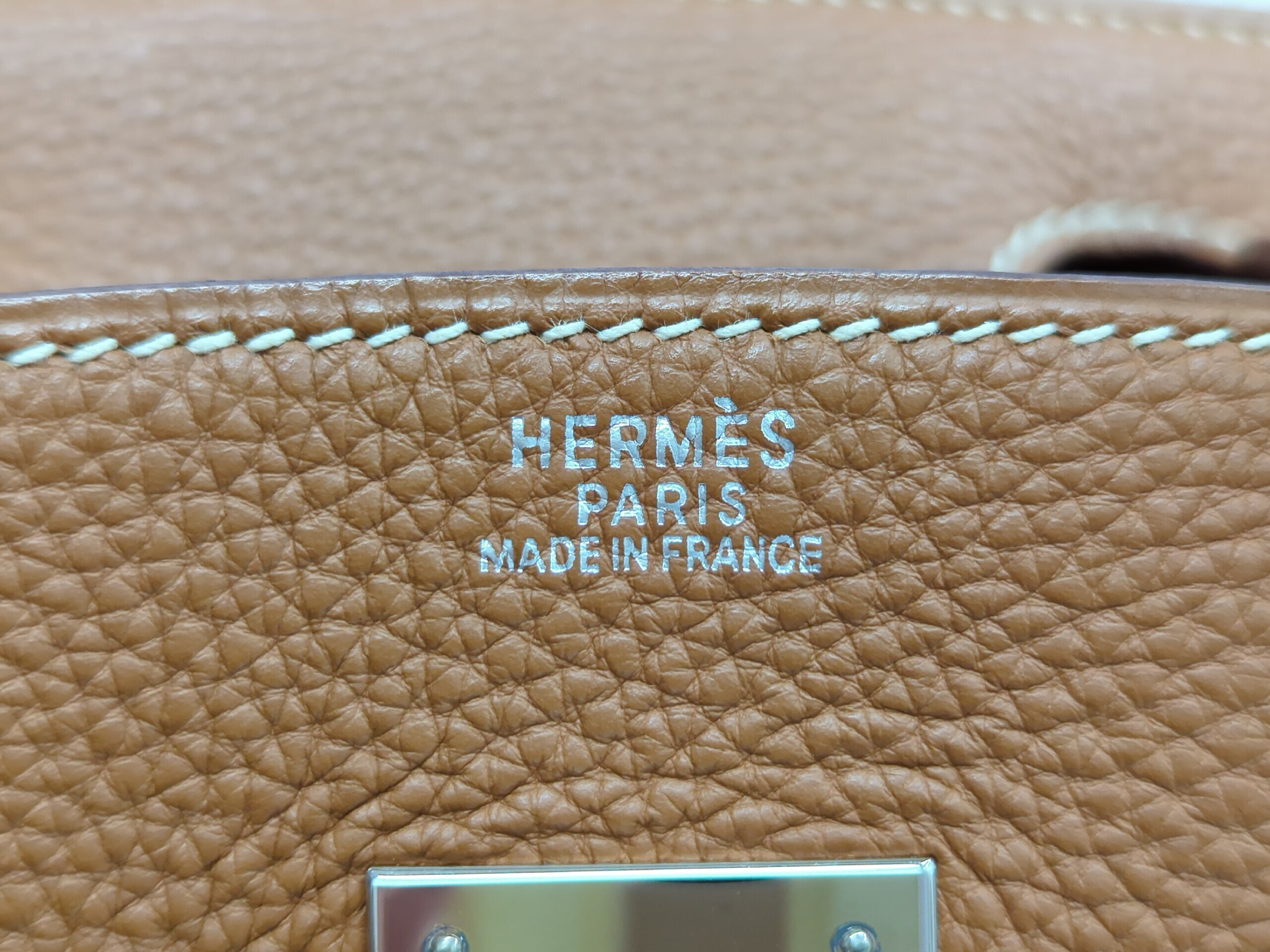Birkin 30 Togo Gold Silver Hardware I Stamp Tote Bag — view 12