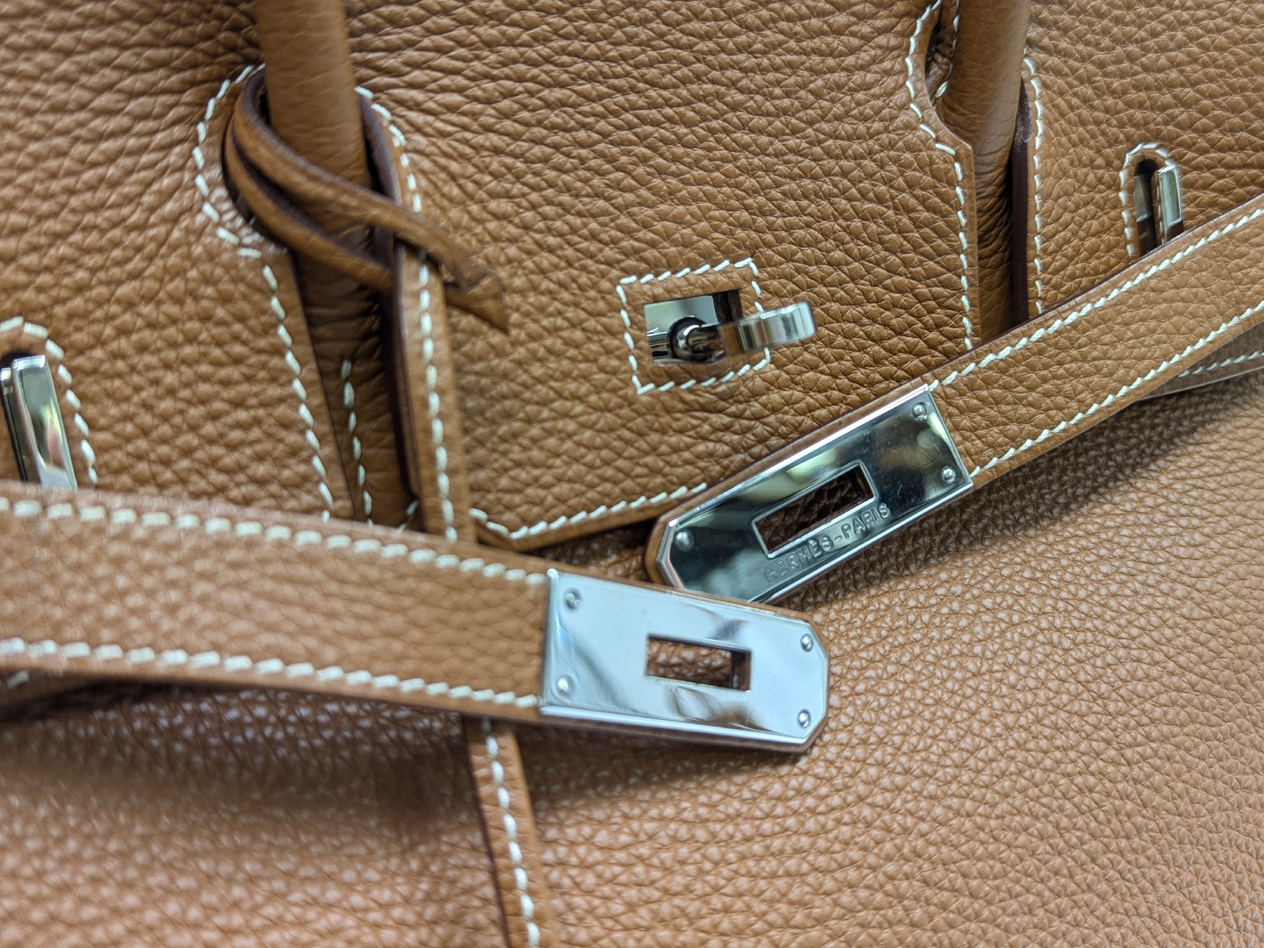 Birkin 30 Togo Gold Silver Hardware I Stamp Tote Bag — view 9