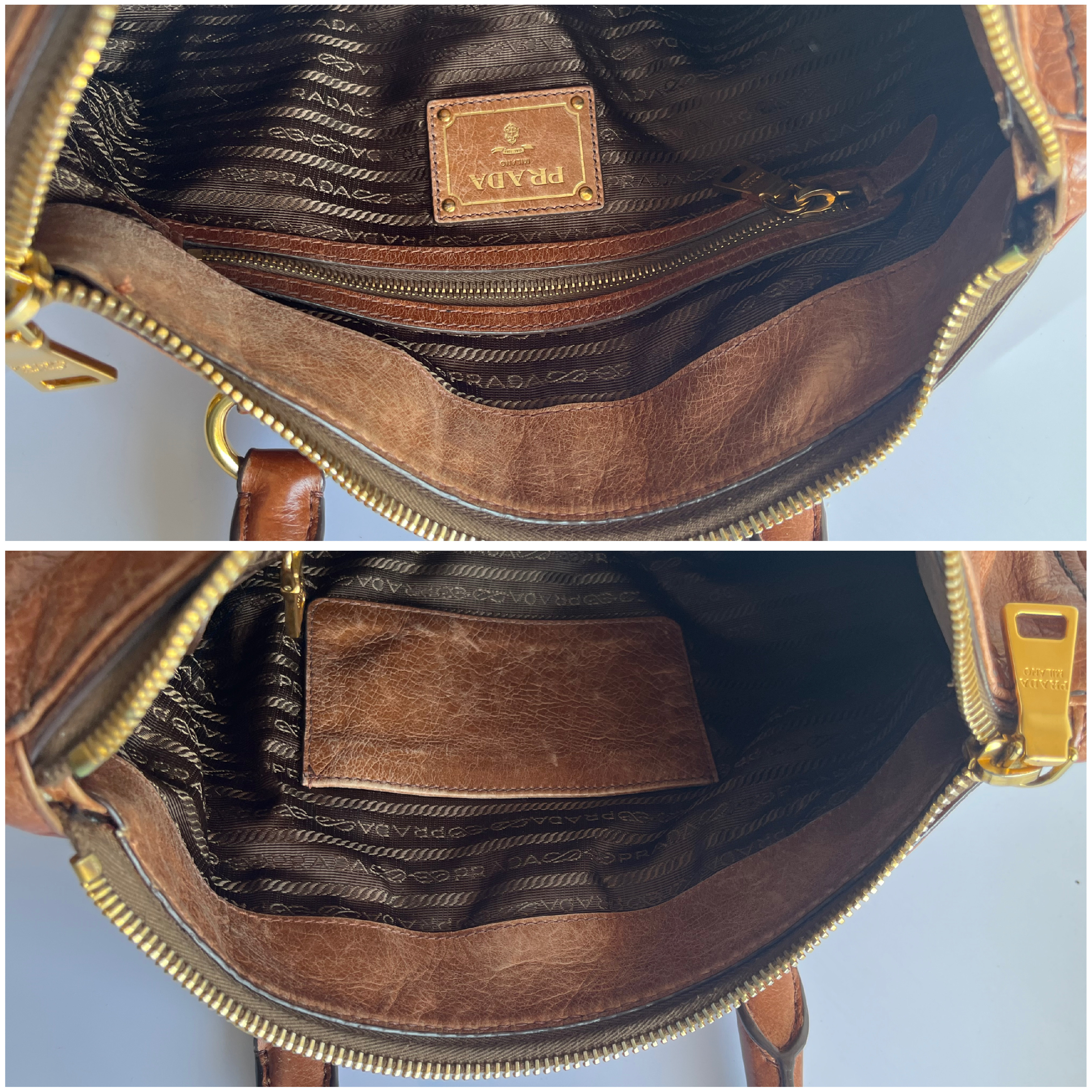 Vitello Shine Camel Shoulder Bag with Shoulder Strap — view 11