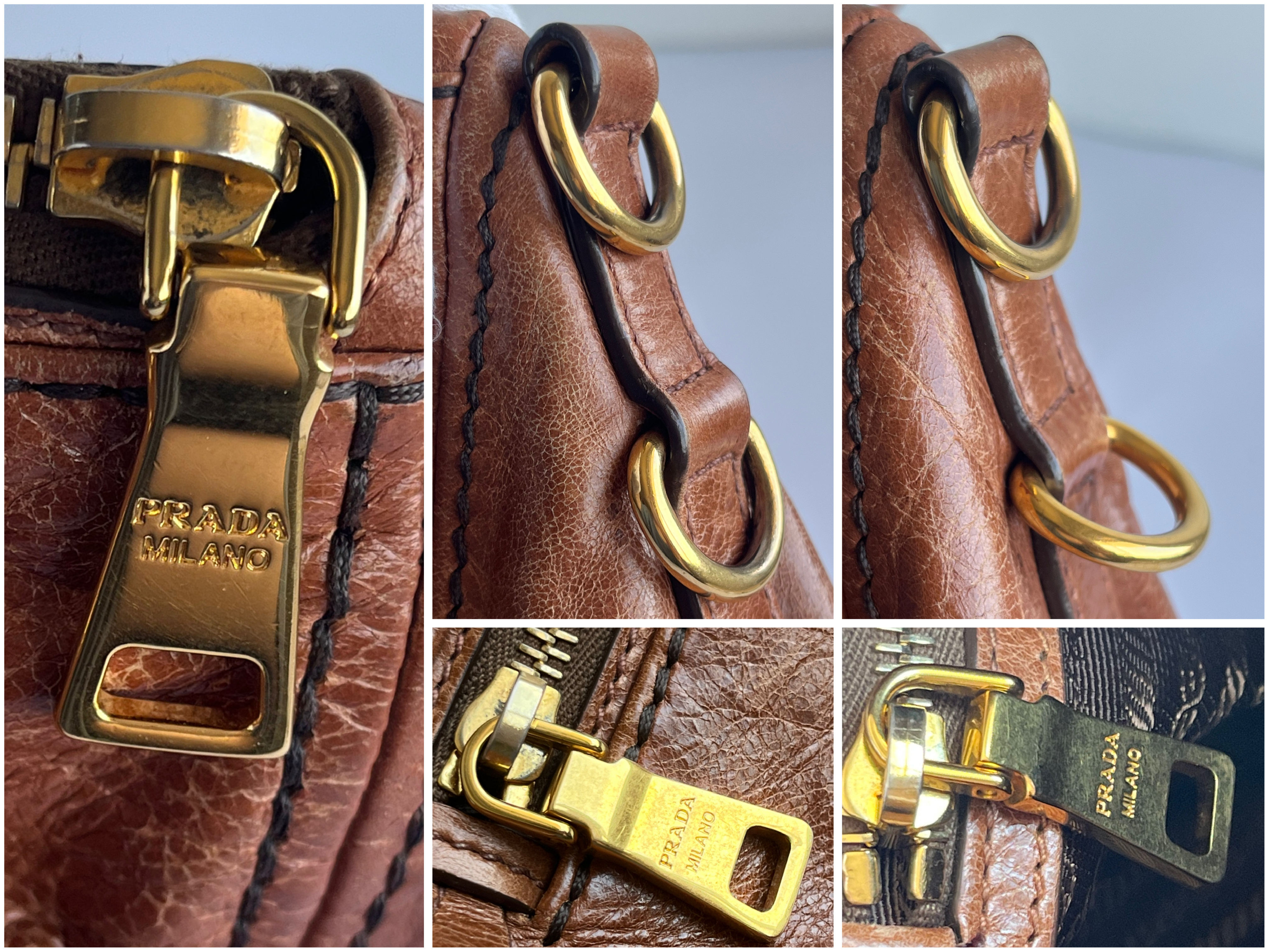 Vitello Shine Camel Shoulder Bag with Shoulder Strap — view 12