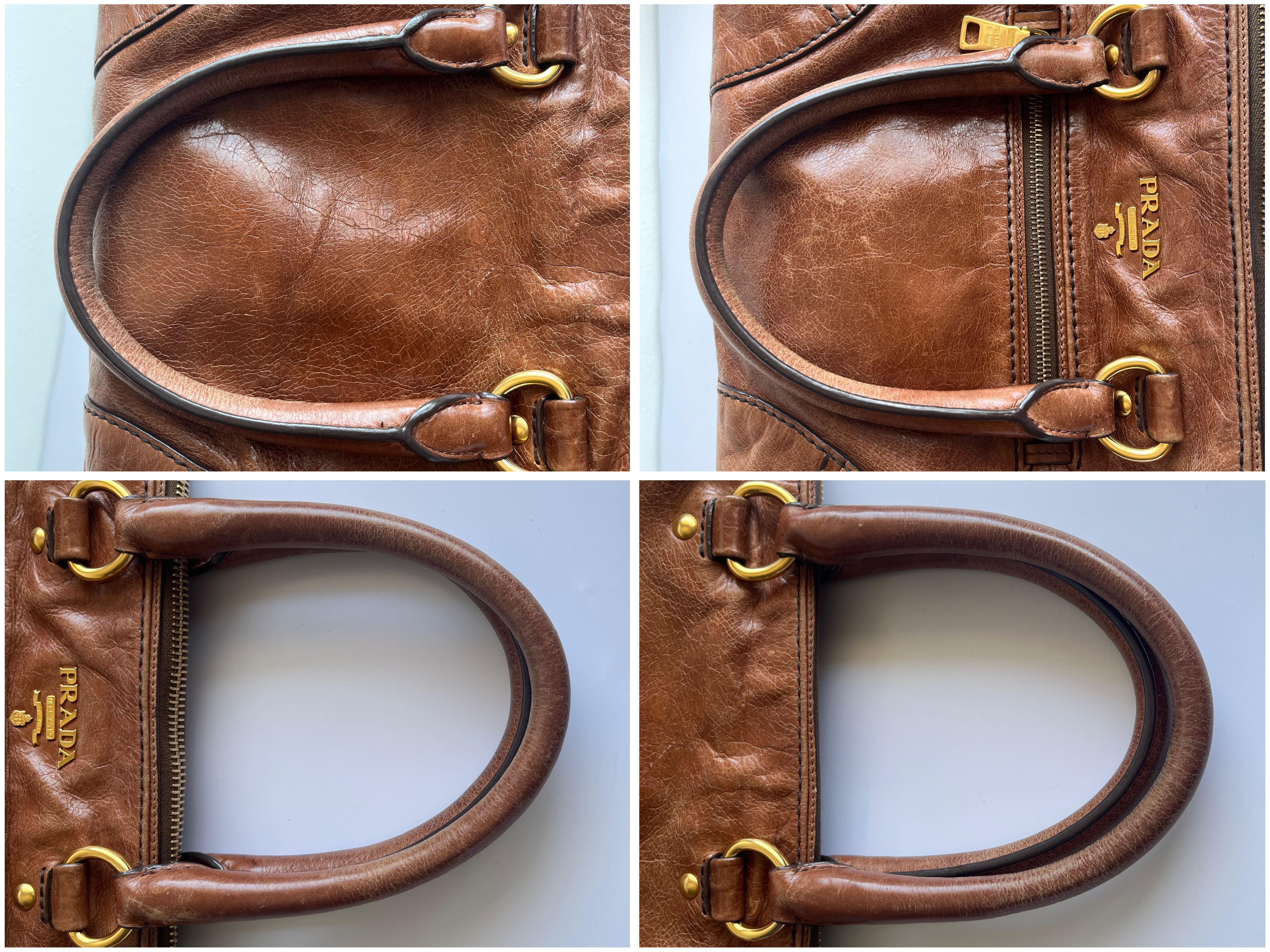 Vitello Shine Camel Shoulder Bag with Shoulder Strap — view 5