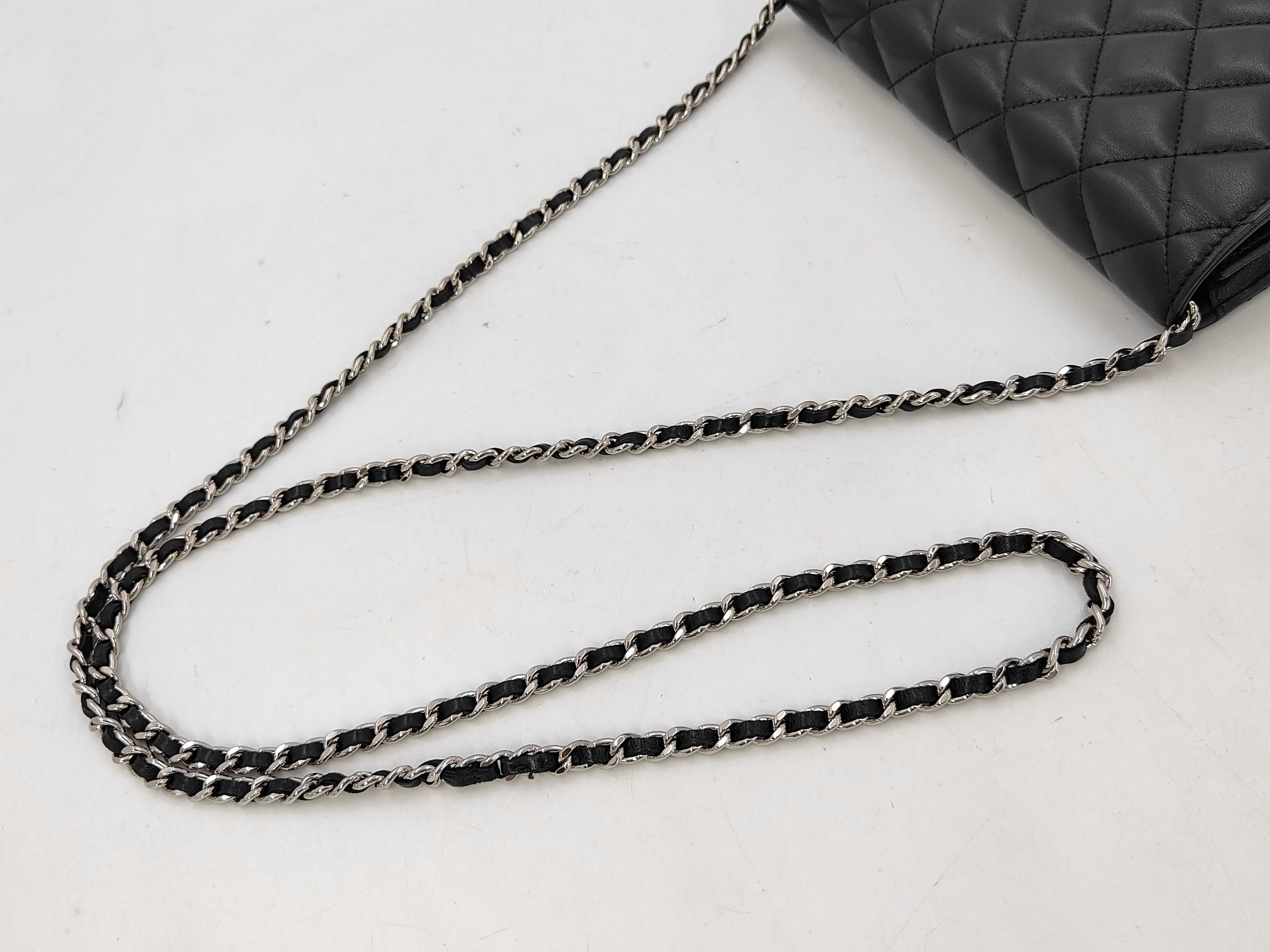 Matelassé Chain Wallet WOC Black Lambskin Silver Hardware Shoulder Bag — view 3