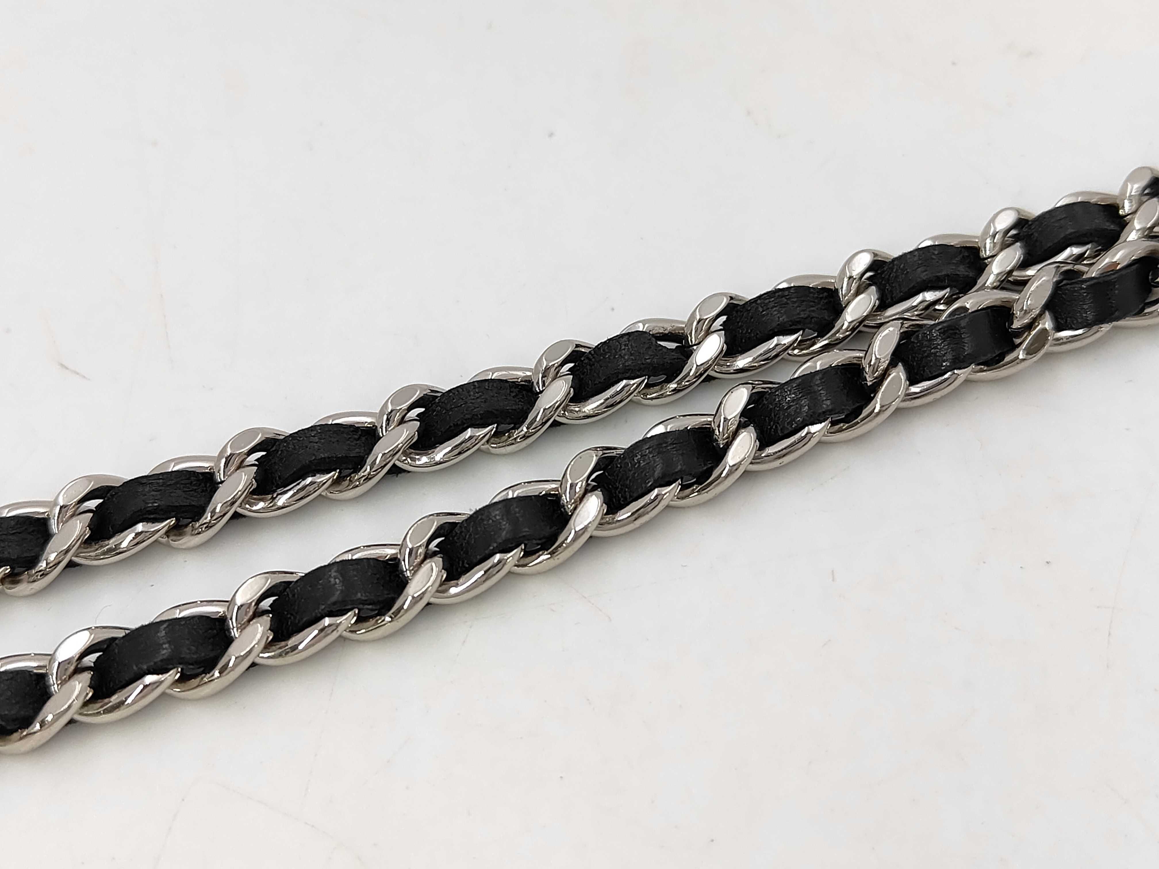 Matelassé Chain Wallet WOC Black Lambskin Silver Hardware Shoulder Bag — view 4