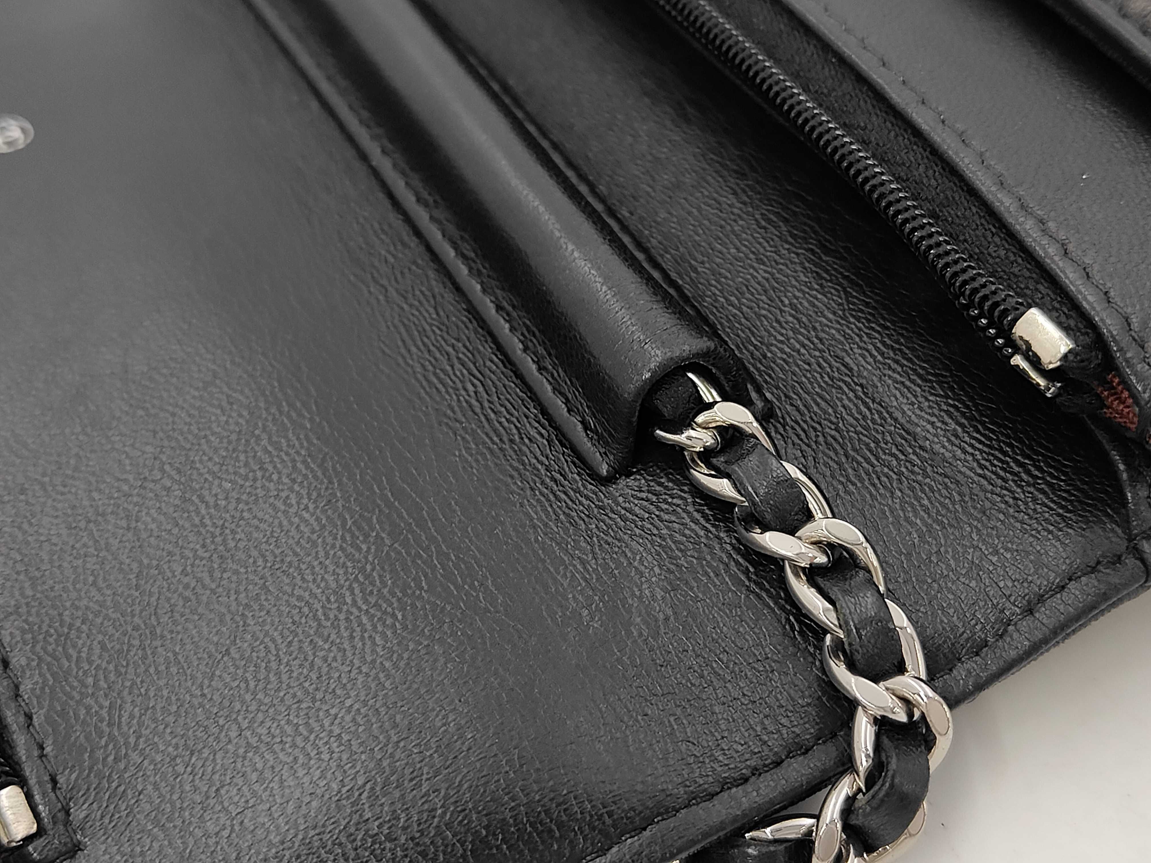 Matelassé Chain Wallet WOC Black Lambskin Silver Hardware Shoulder Bag — view 5