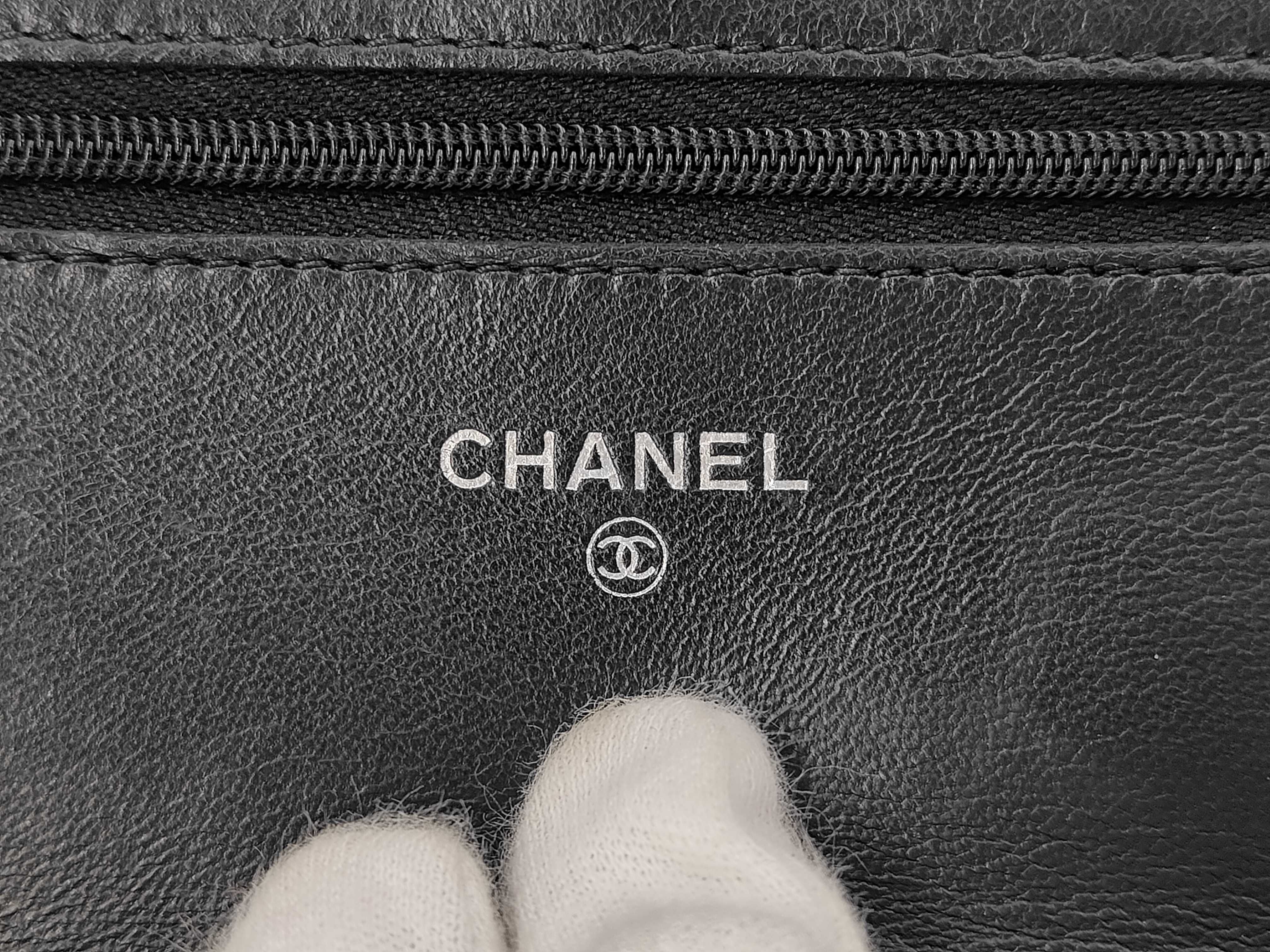 Matelassé Chain Wallet WOC Black Lambskin Silver Hardware Shoulder Bag — view 9