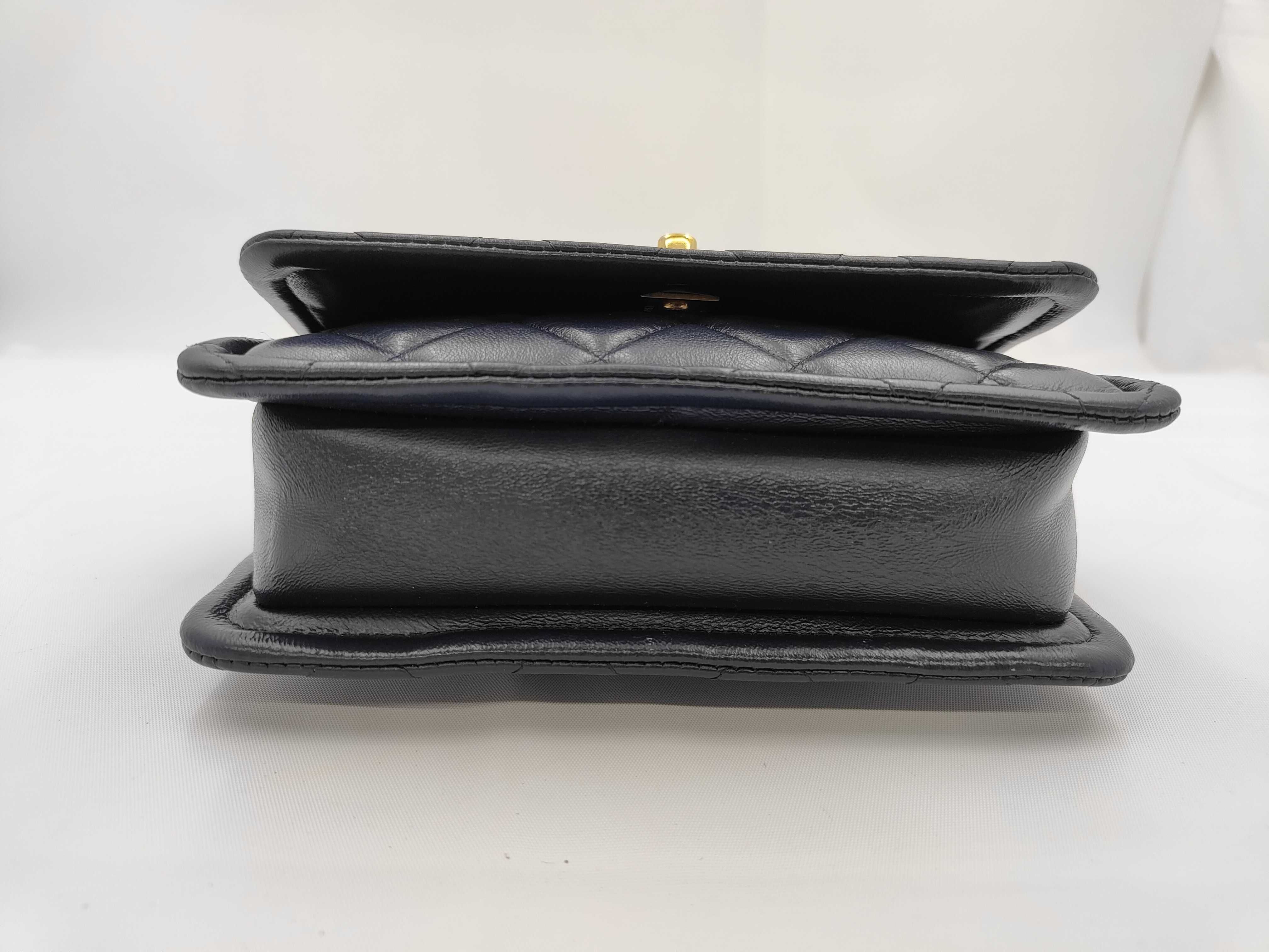 Matelassé Chain Wallet, Lambskin, Navy Bag — view 5