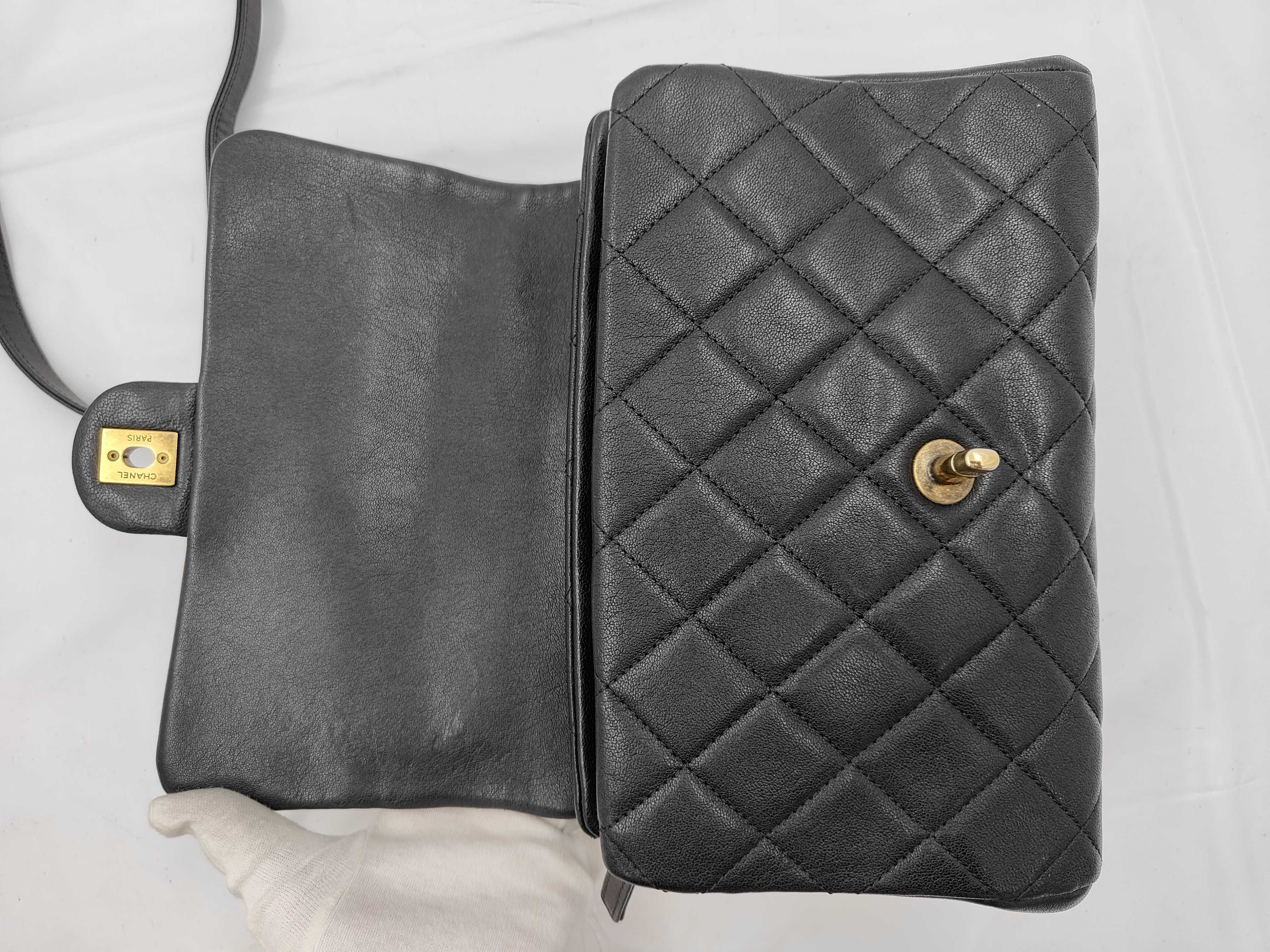 Black Calfskin Matelassé 2-Way Bag with Gold Plated Hardware (Serial Number 23) — view 9