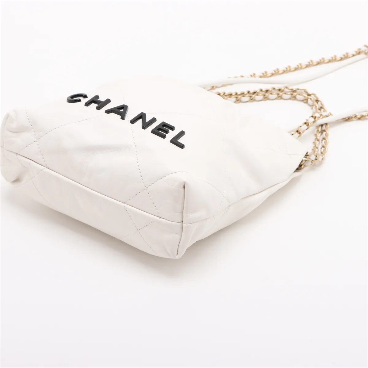 22 Mini Shiny Calfskin Chain Shoulder Bag White Gold Hardware CCK9PET3 Random Plate AS3980 — view 3