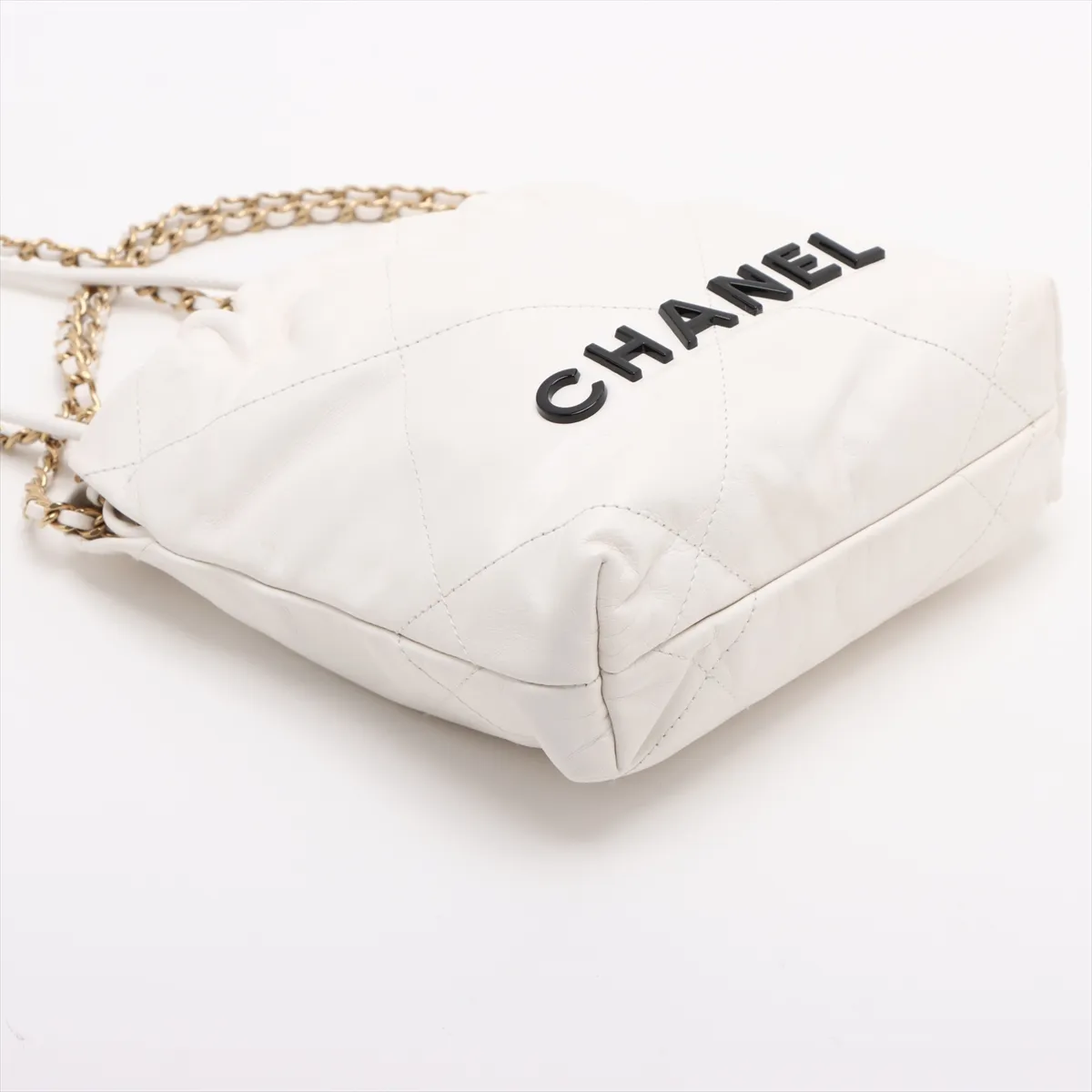 22 Mini Shiny Calfskin Chain Shoulder Bag White Gold Hardware CCK9PET3 Random Plate AS3980 — view 4
