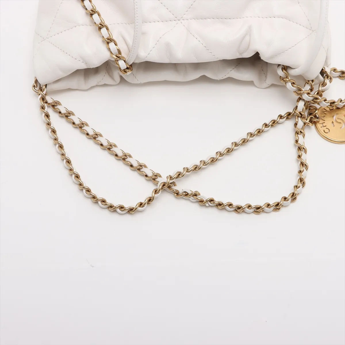 22 Mini Shiny Calfskin Chain Shoulder Bag White Gold Hardware CCK9PET3 Random Plate AS3980 — view 5