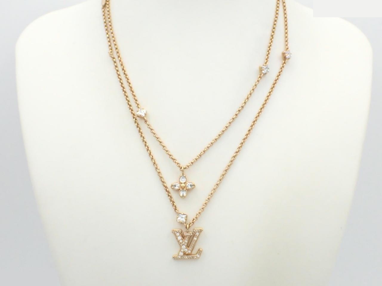 Gold necklace, Lady LV design, approximately 40cm neck circumference. — view 3