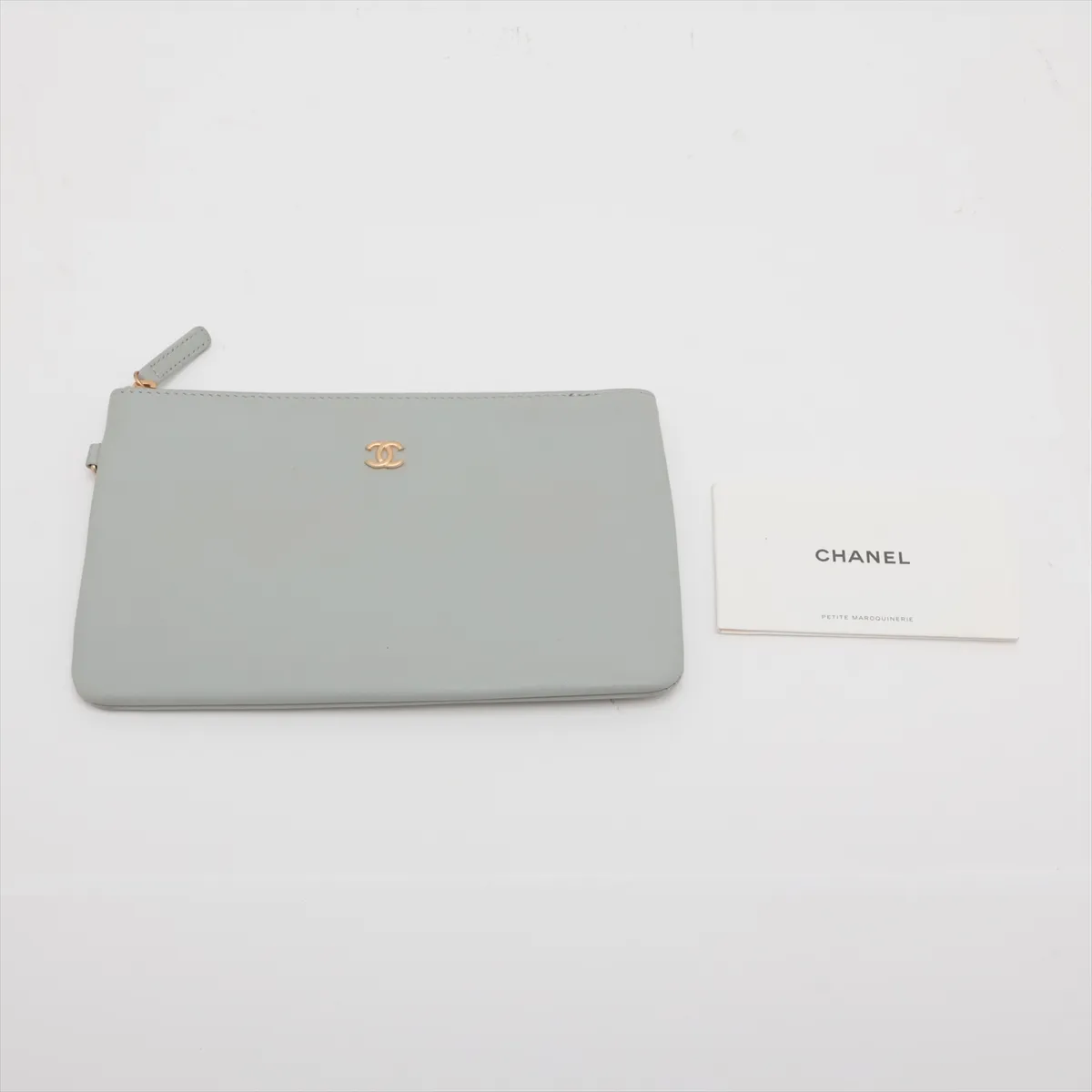Deauville MM Leather 2-Way Tote Bag, Gray with Gold Hardware, HLC512A0, Random Plate — view 11