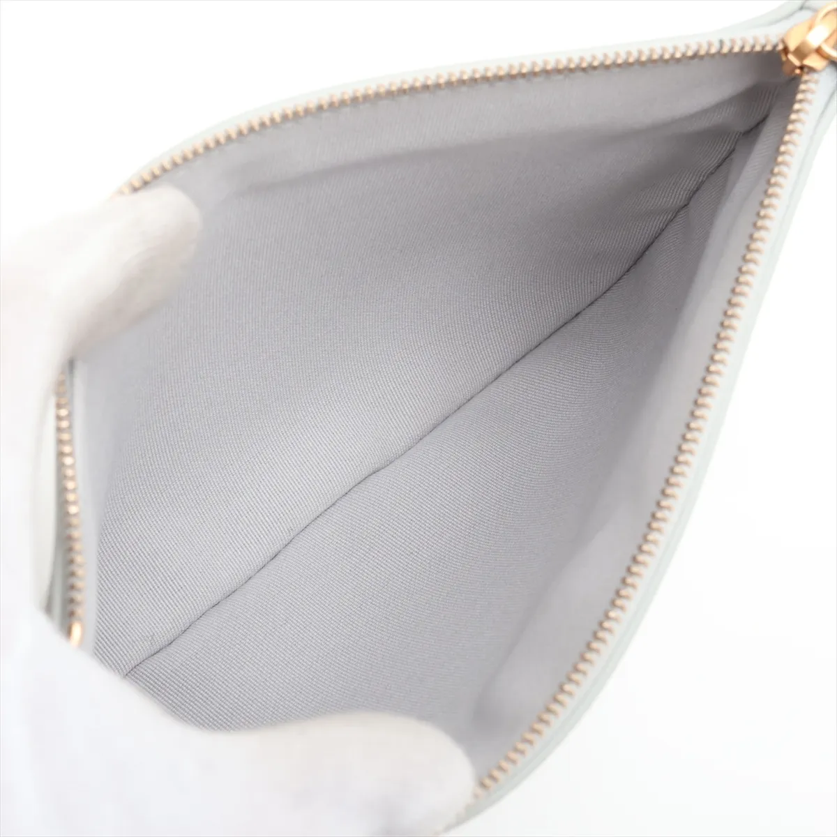 Deauville MM Leather 2-Way Tote Bag, Gray with Gold Hardware, HLC512A0, Random Plate — view 9
