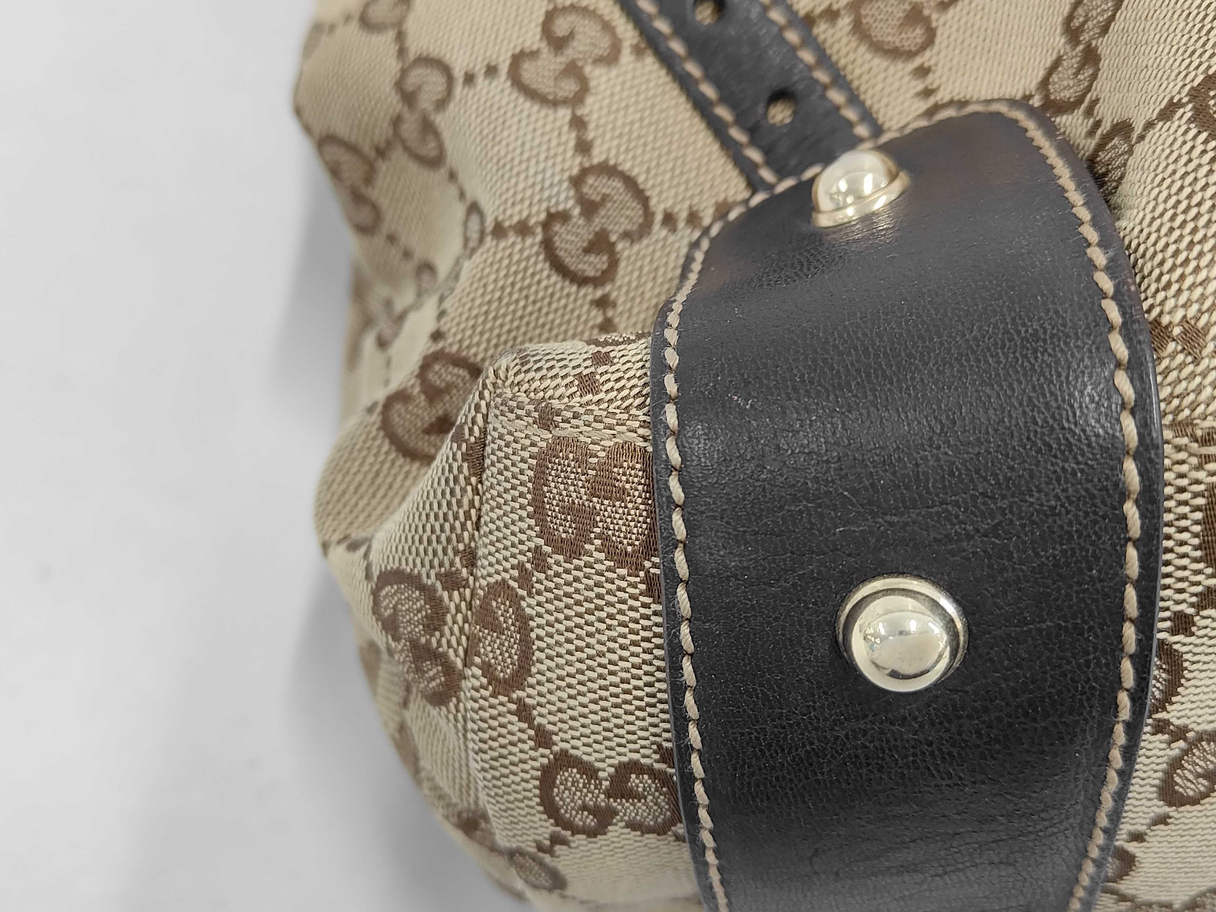 Brown Canvas GG Monogram Braided Strap Shoulder Bag — view 3