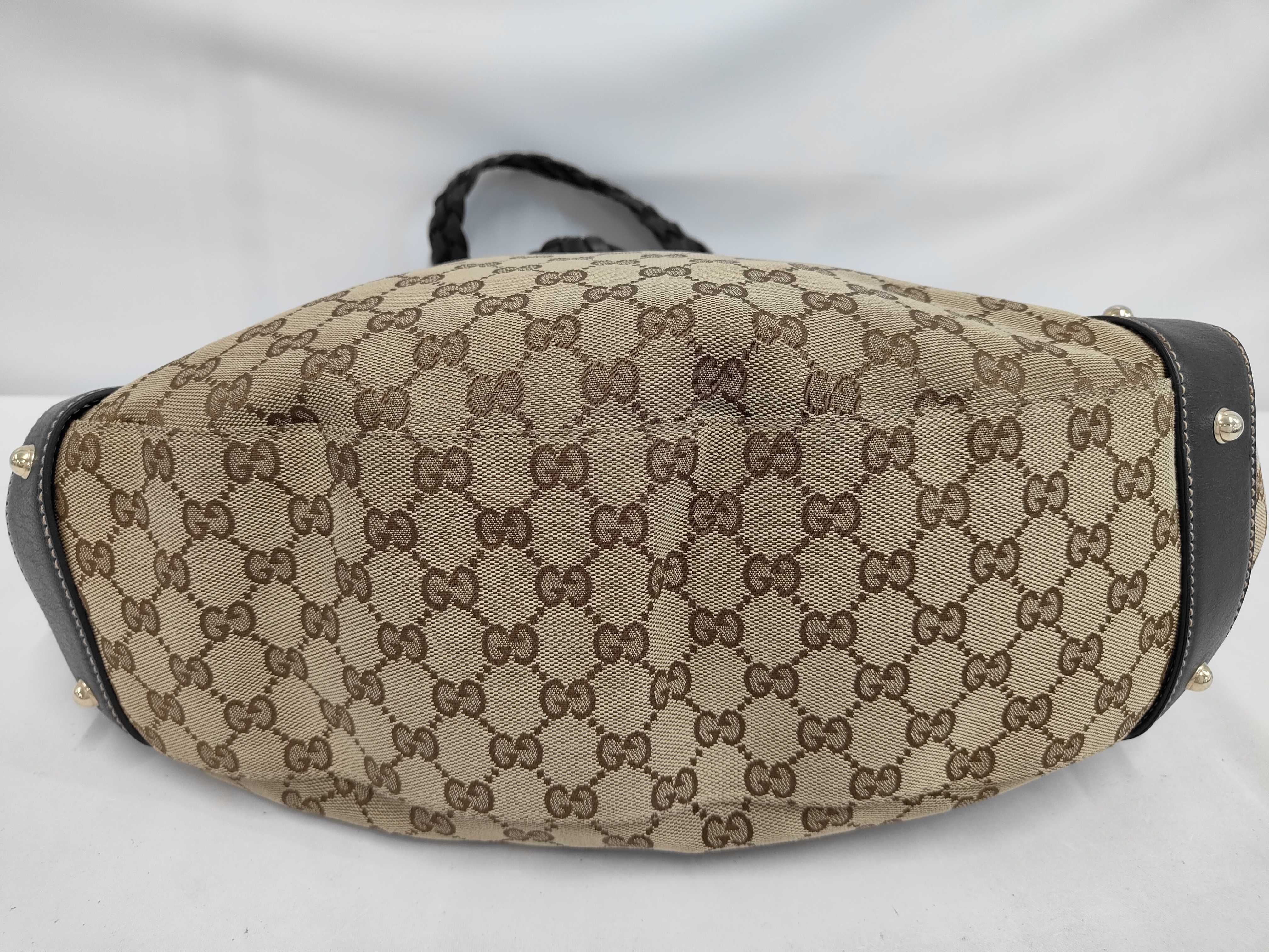 Brown Canvas GG Monogram Braided Strap Shoulder Bag — view 4
