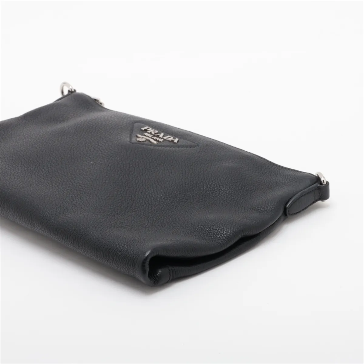 Vitello Daino Leather Shoulder Bag, Black — view 3