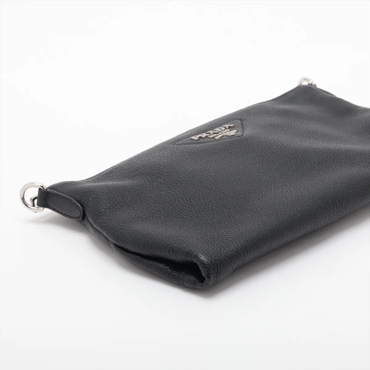Vitello Daino Leather Shoulder Bag, Black — view 4