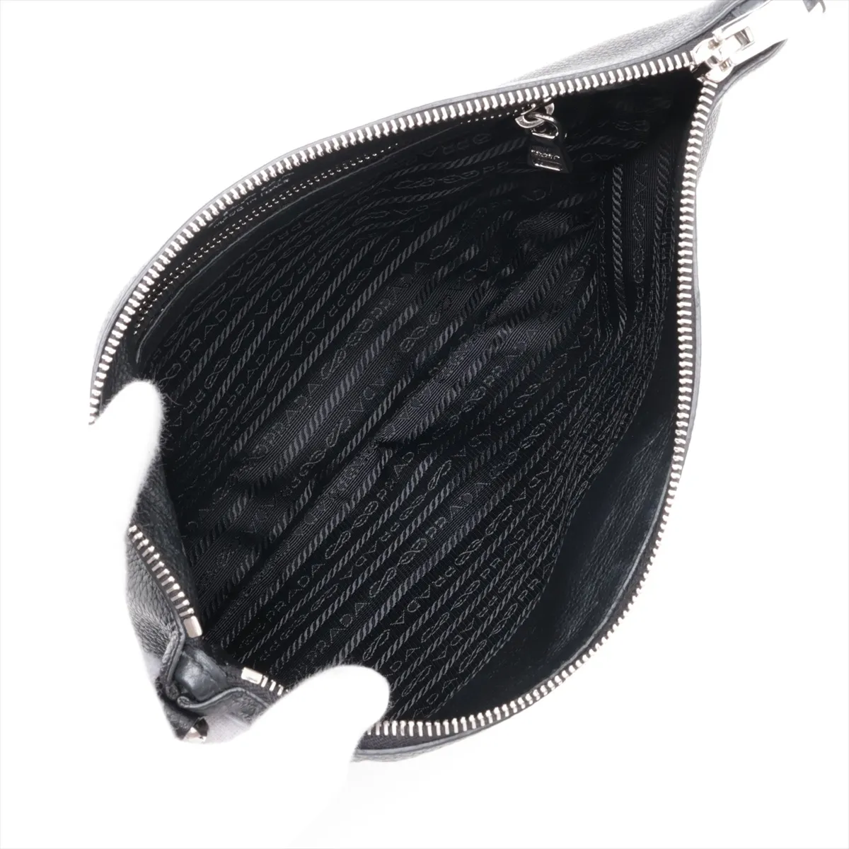 Vitello Daino Leather Shoulder Bag, Black — view 6