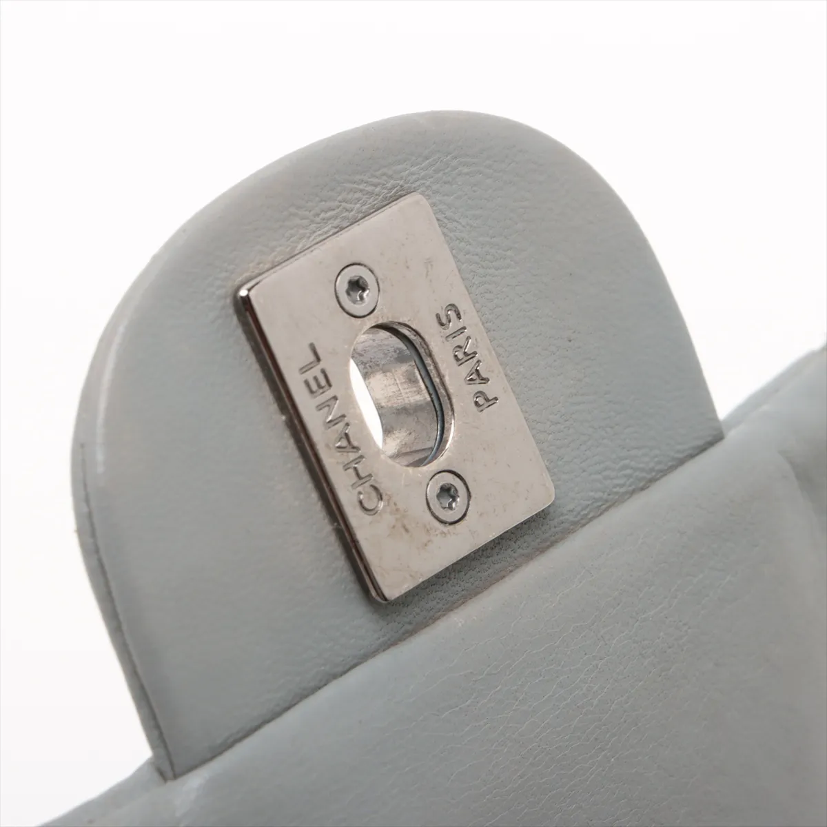 Mini Matelassé Lambskin Single Flap Double Chain Bag, Gray, Silver Hardware, 15354246, Serial Number 15 — view 15