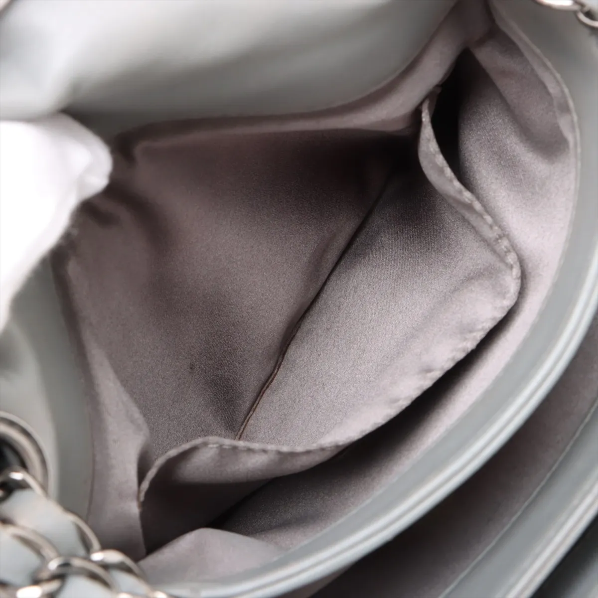 Mini Matelassé Lambskin Single Flap Double Chain Bag, Gray, Silver Hardware, 15354246, Serial Number 15 — view 10