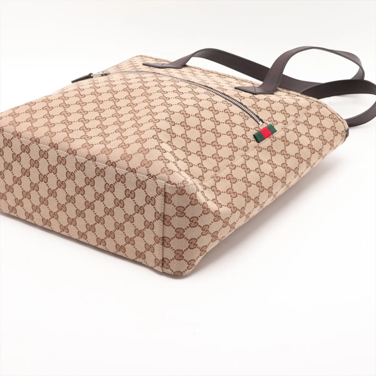 GG Canvas 834796 Canvas x Leather Tote Bag Beige x Brown — view 3