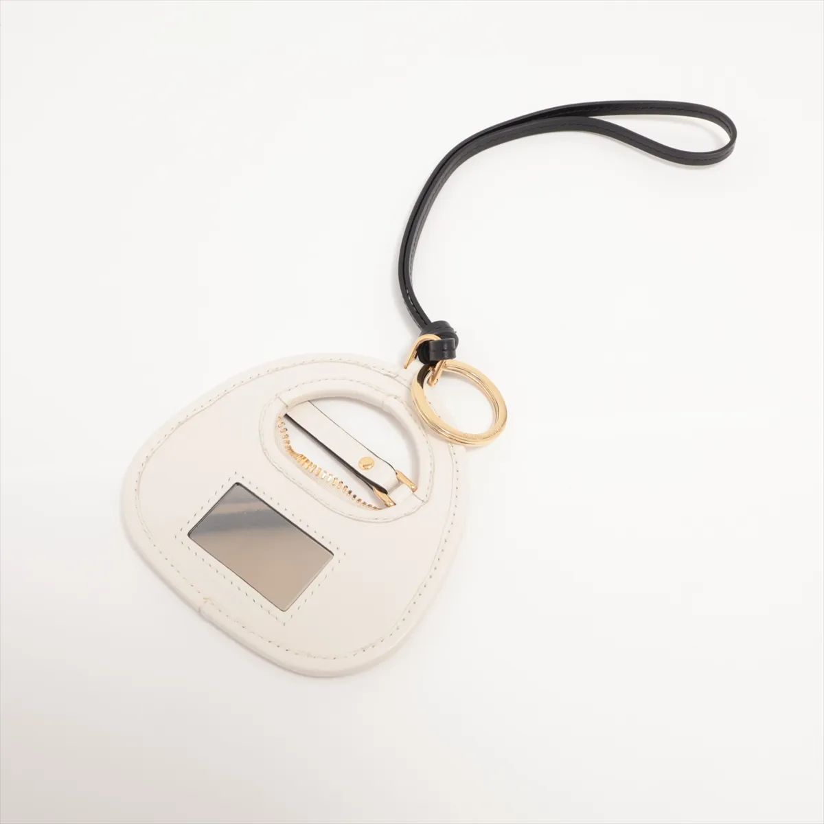logo charm leather white threaded dirt — view 2
